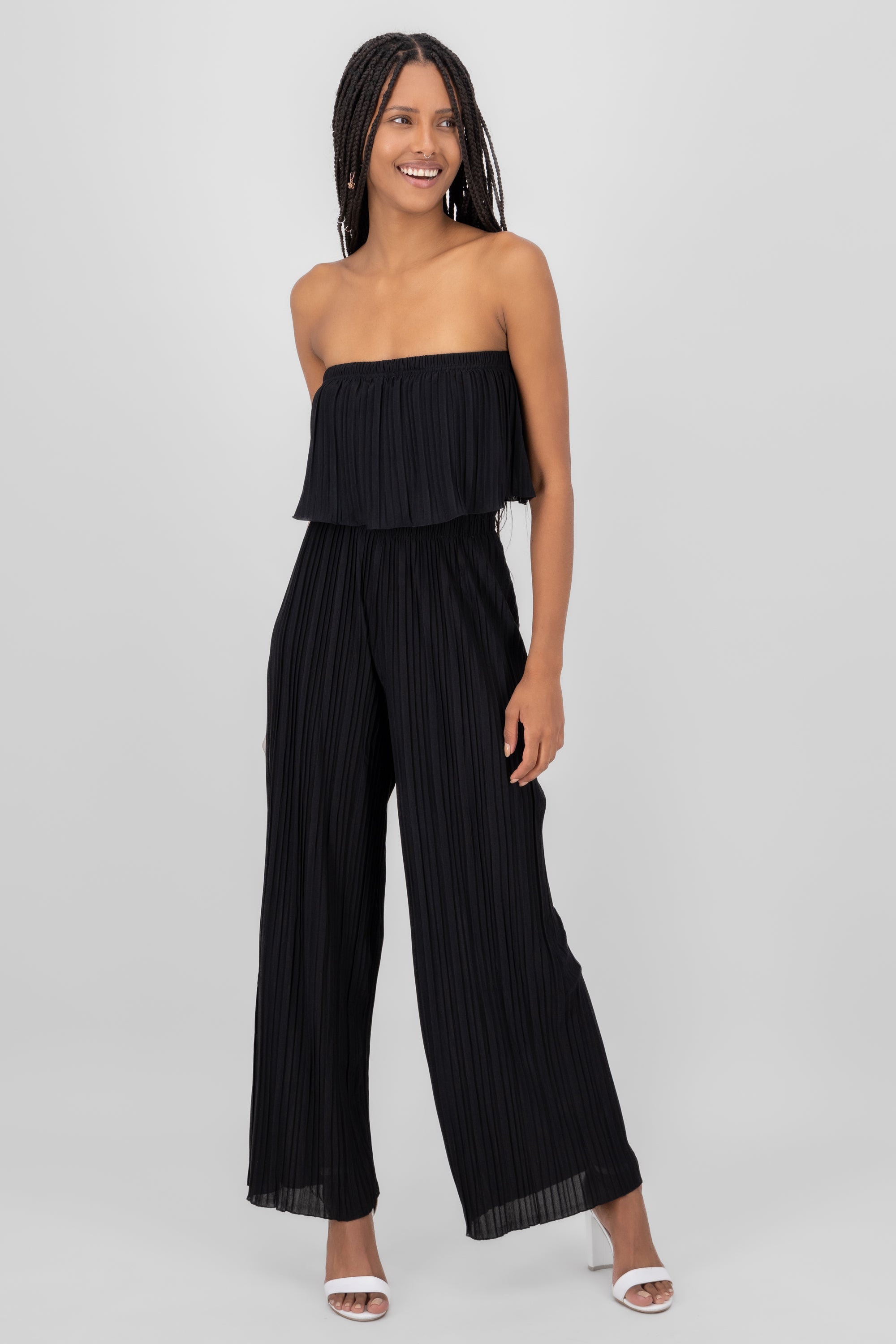 Jumpsuit off shoulder textura NEGRO