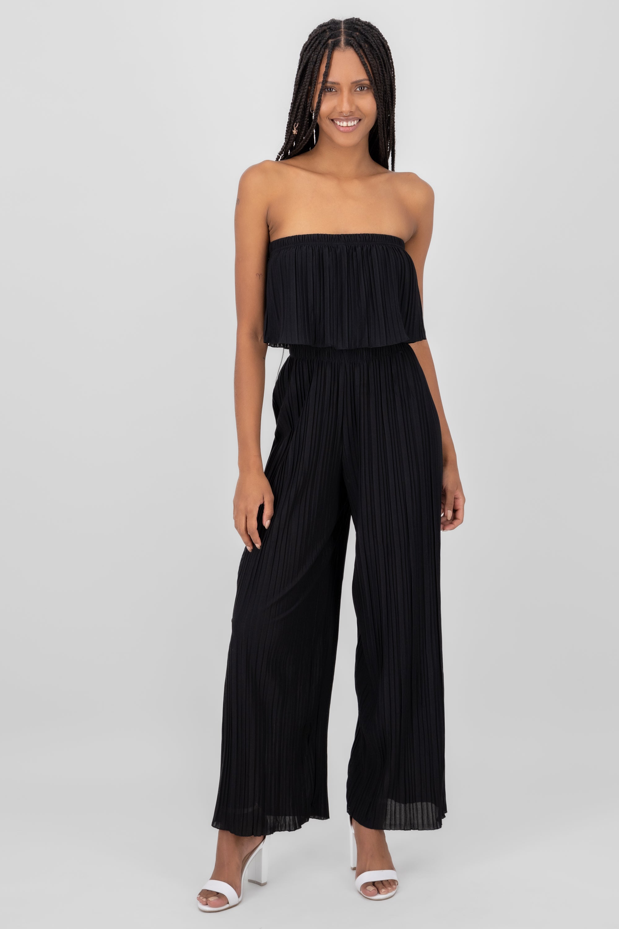 Jumpsuit off shoulder textura NEGRO