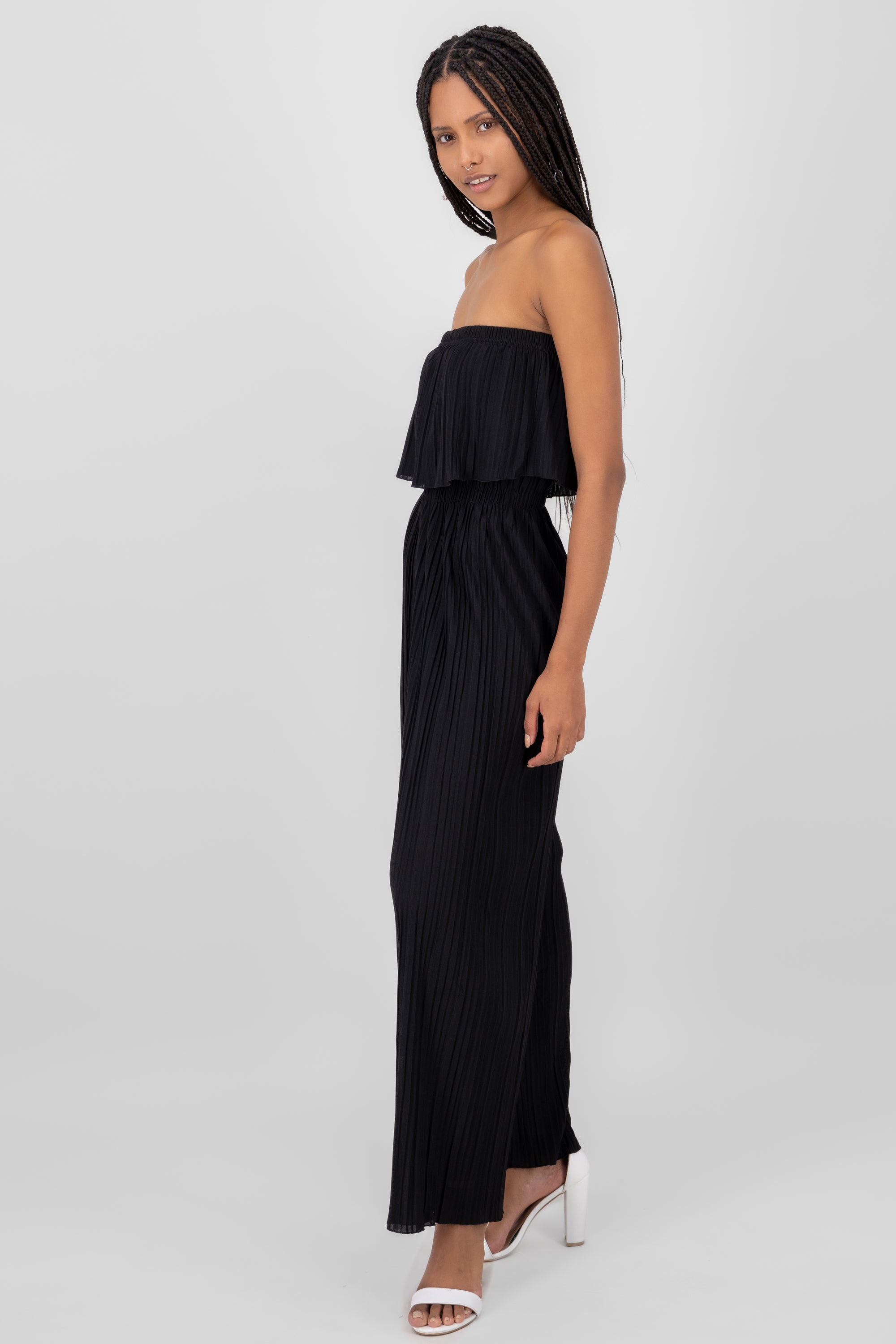 Jumpsuit off shoulder textura NEGRO