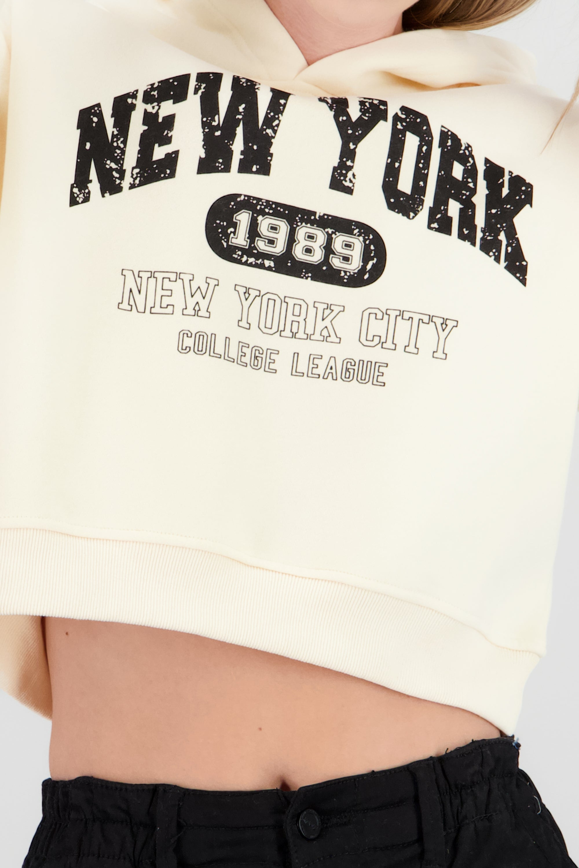 Sudadera corta new york TAUPE