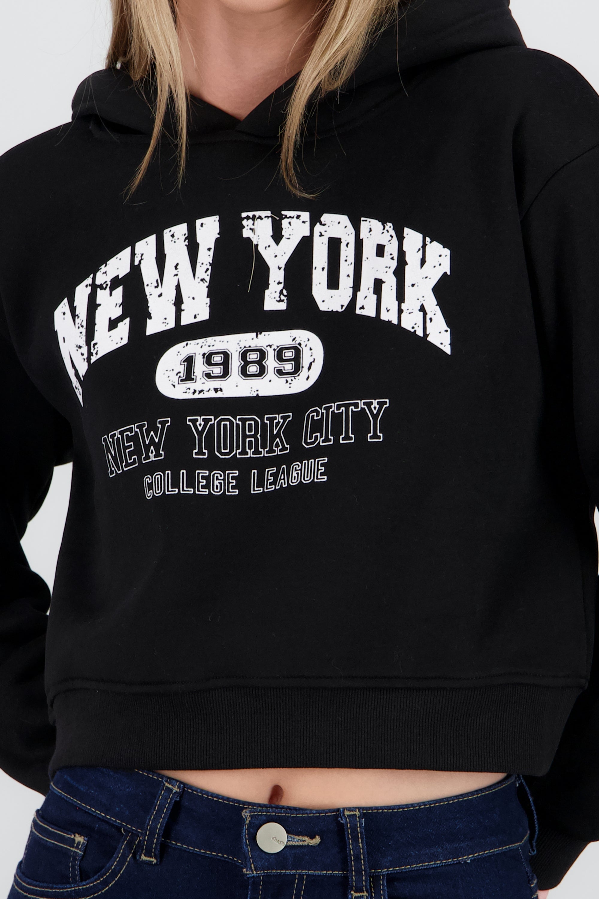 Sudadera corta new york NEGRO