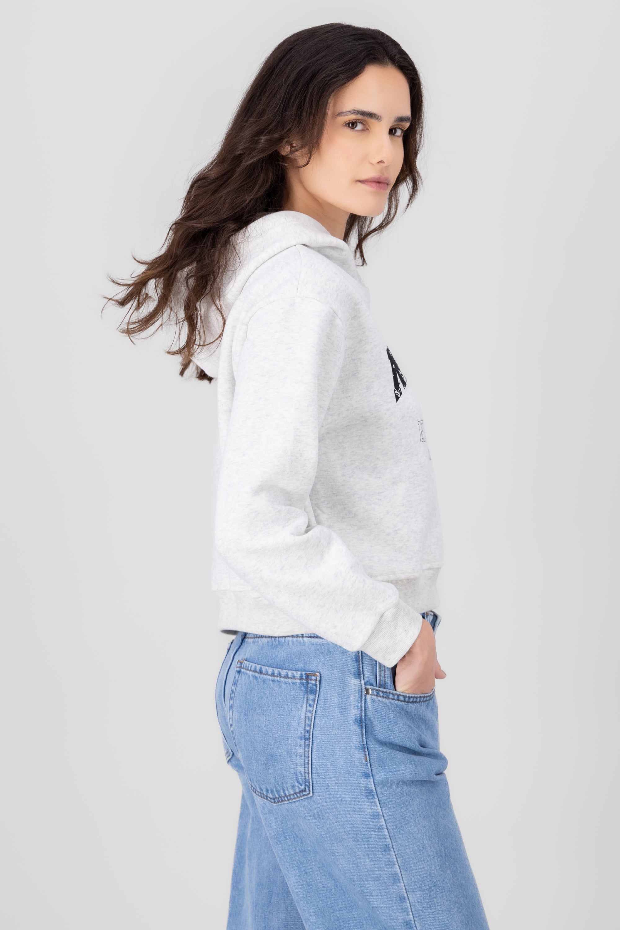 Sudadera corta new york GRIS COMBO