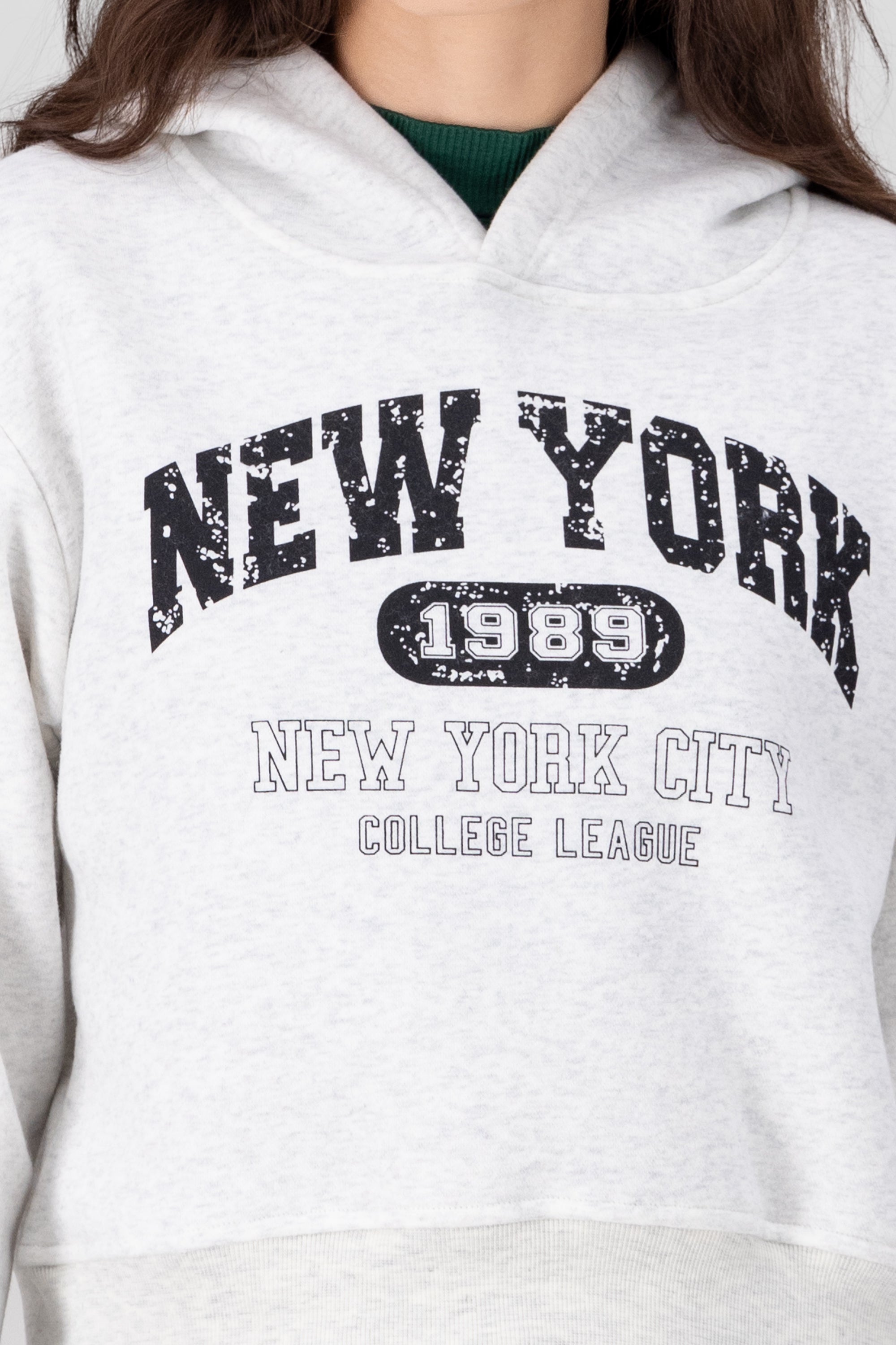 Sudadera corta new york GRIS COMBO