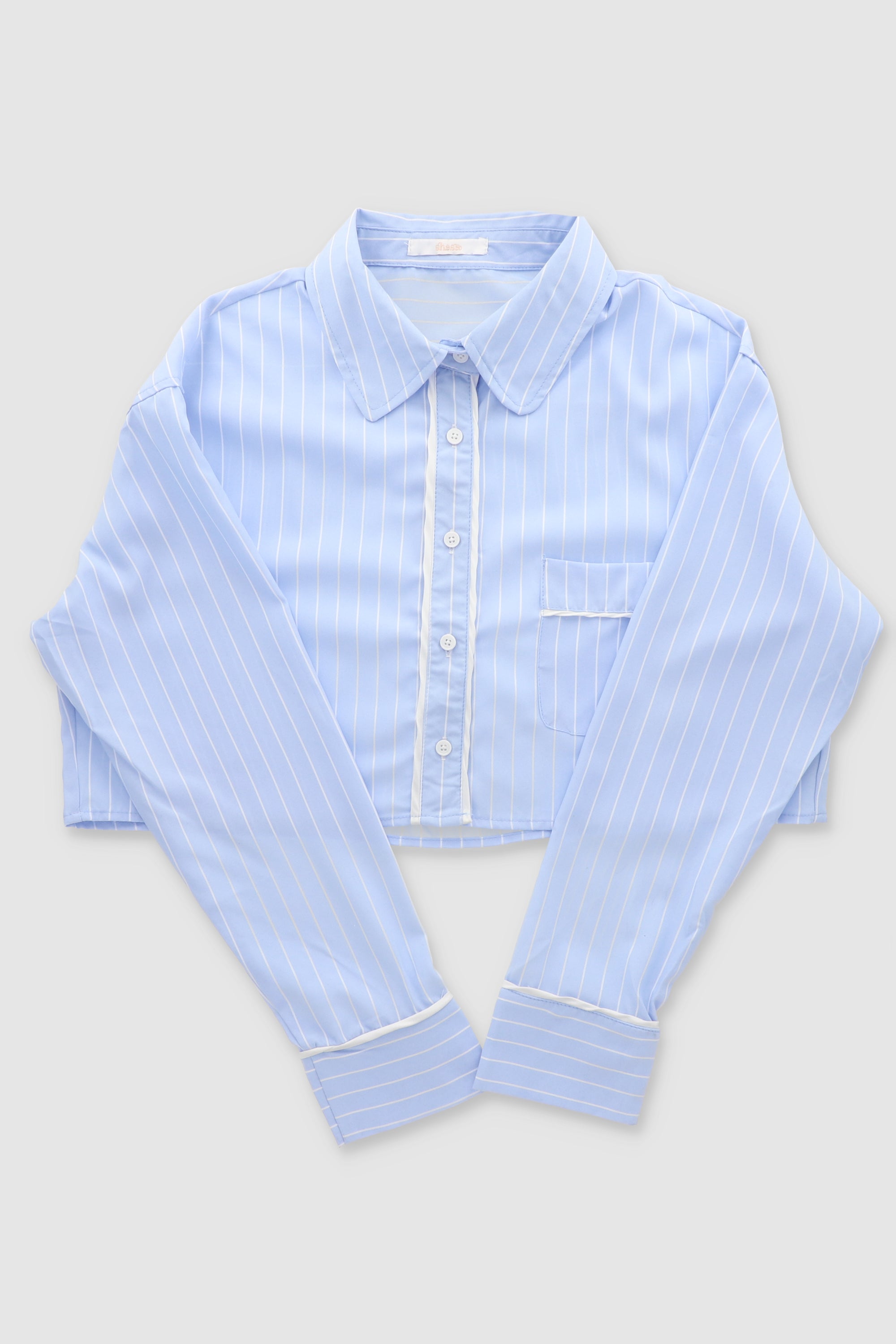 Camisa liso manga larga AZUL COMBO