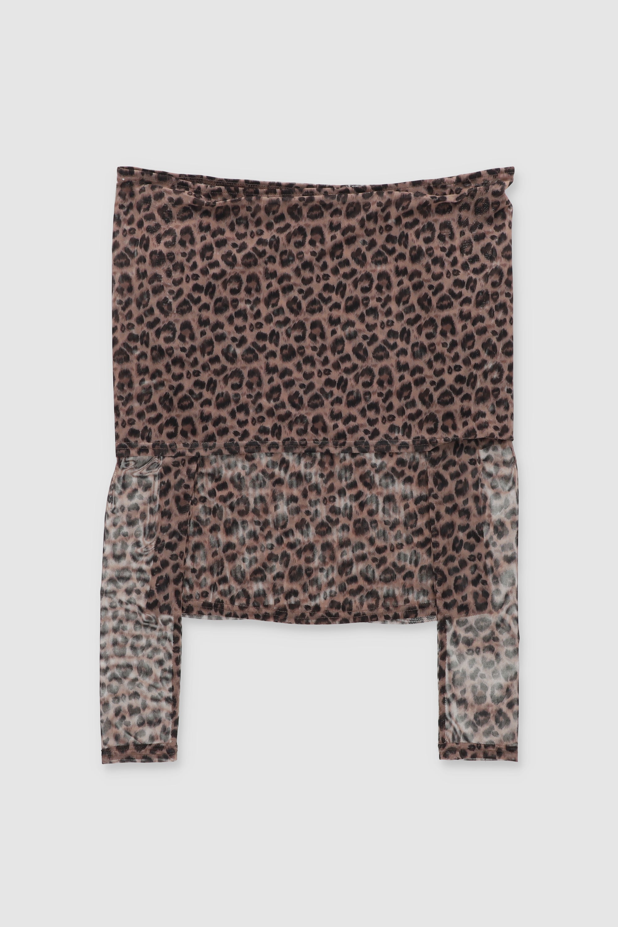 Top mesh animal print bardot CAFE COMBO