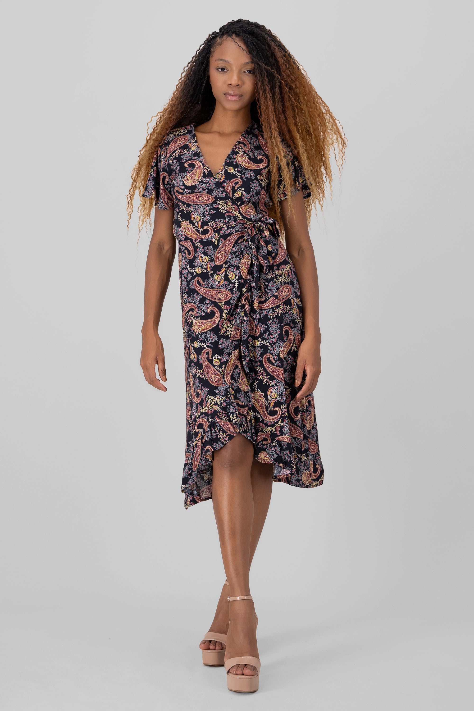 CROSSED CROSS DRESS PAISLEY HYPSTERS Black Combo