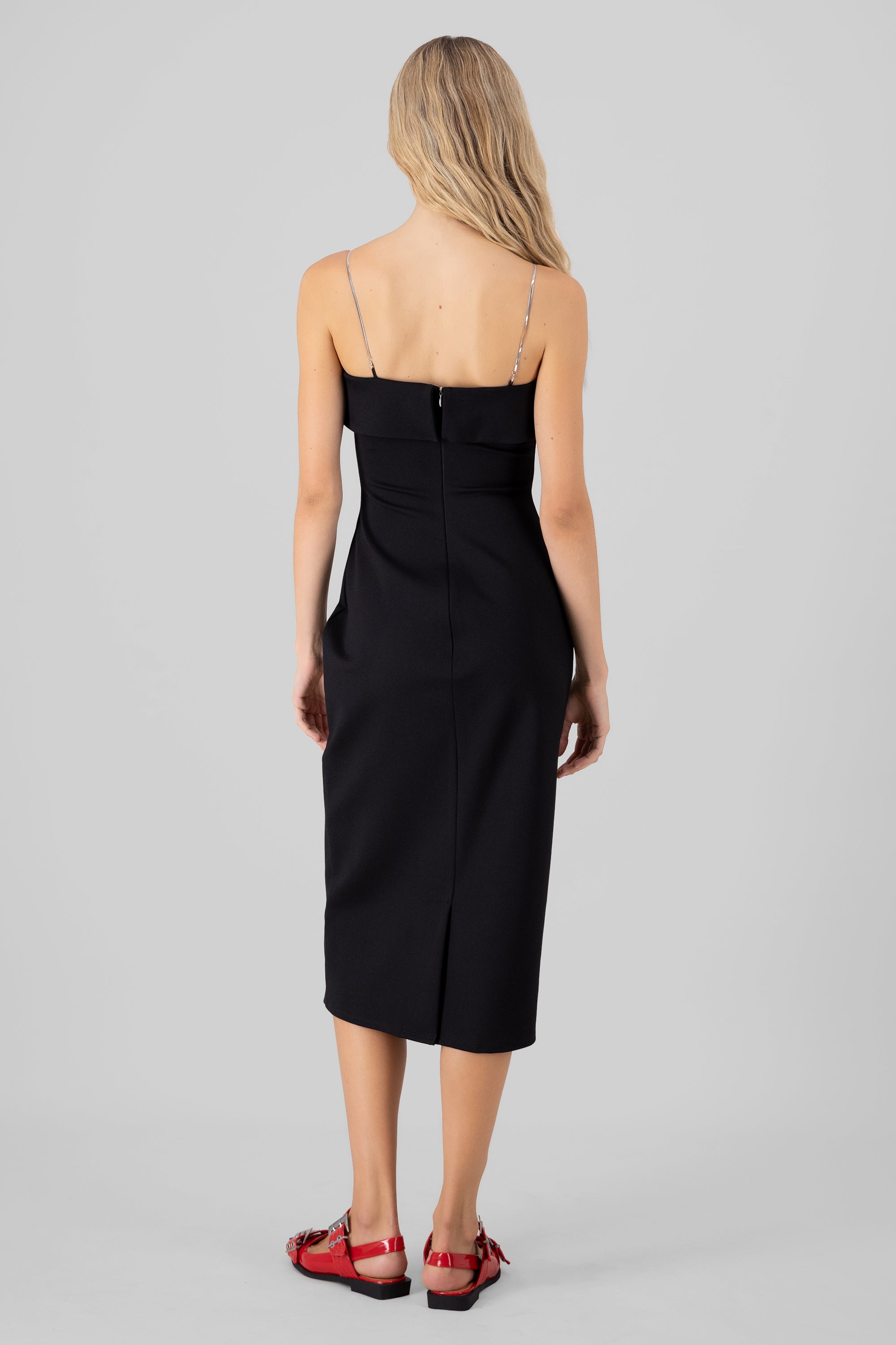 Midi Strapless Dress Hypsters Metal Strap BLACK