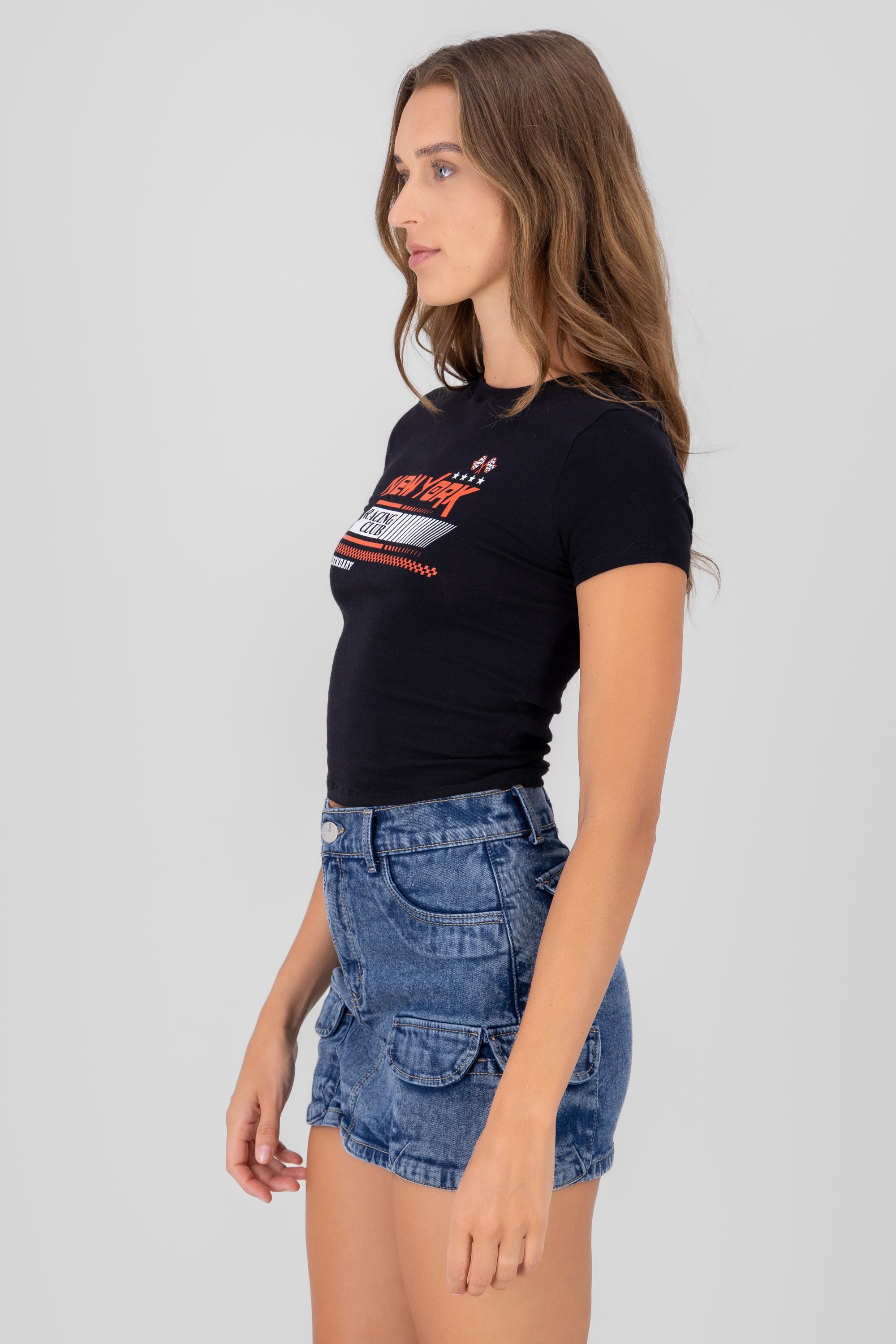 Top crop estampado new york NEGRO COMBO