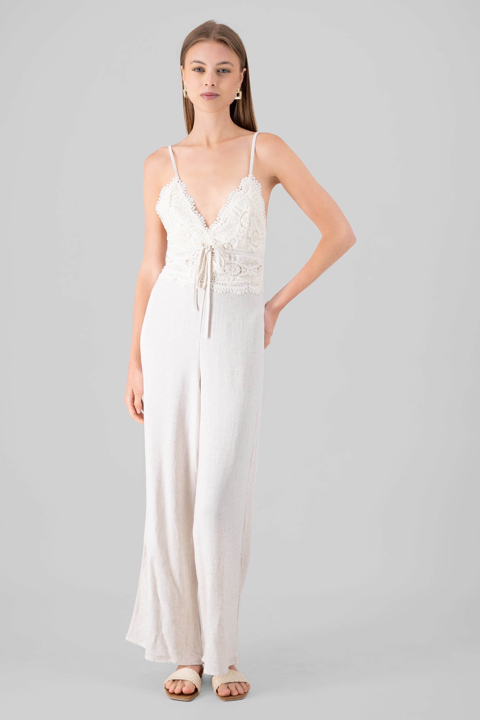 Jumpsuit Lino crochet BONE