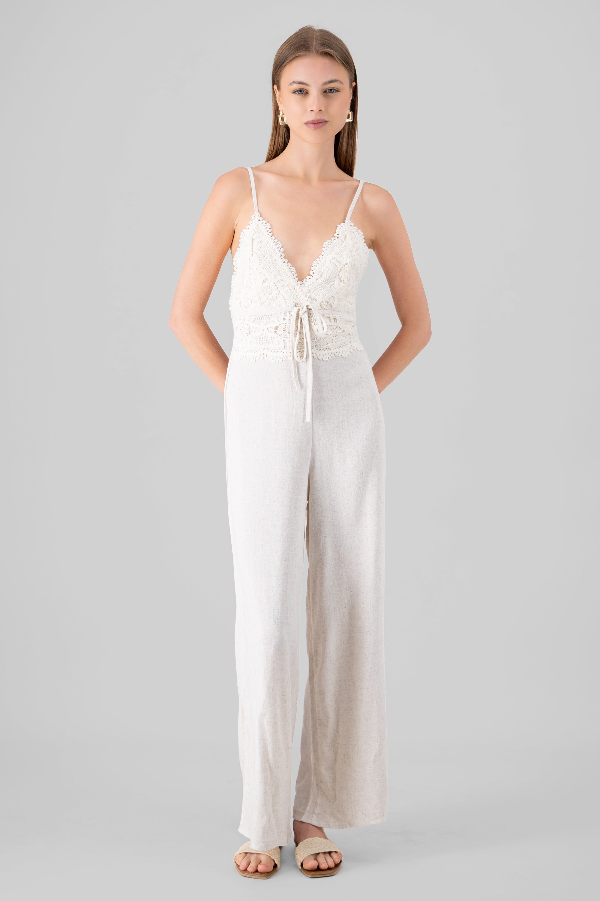 Jumpsuit Lino crochet BONE