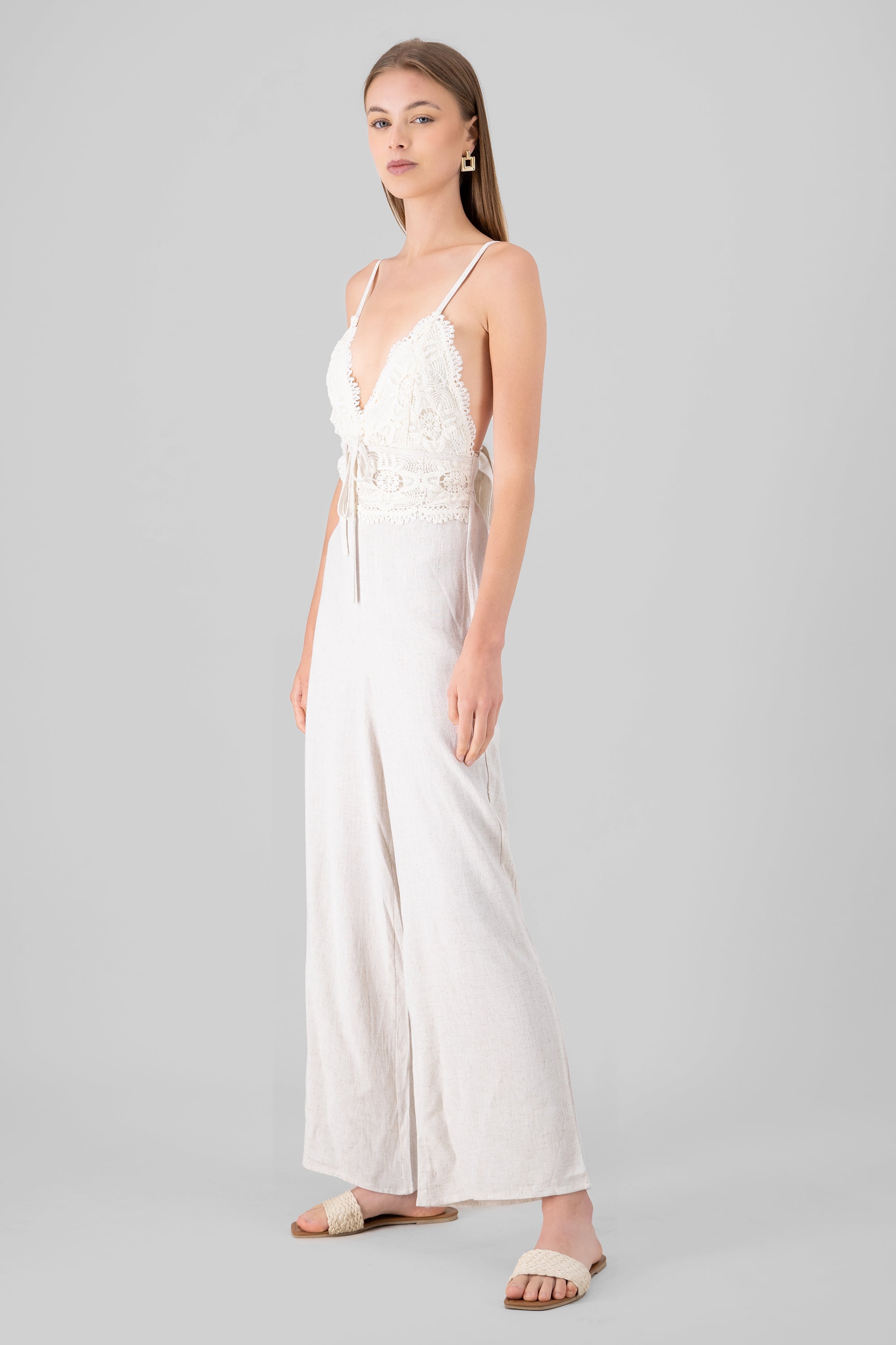 Jumpsuit Lino crochet BONE