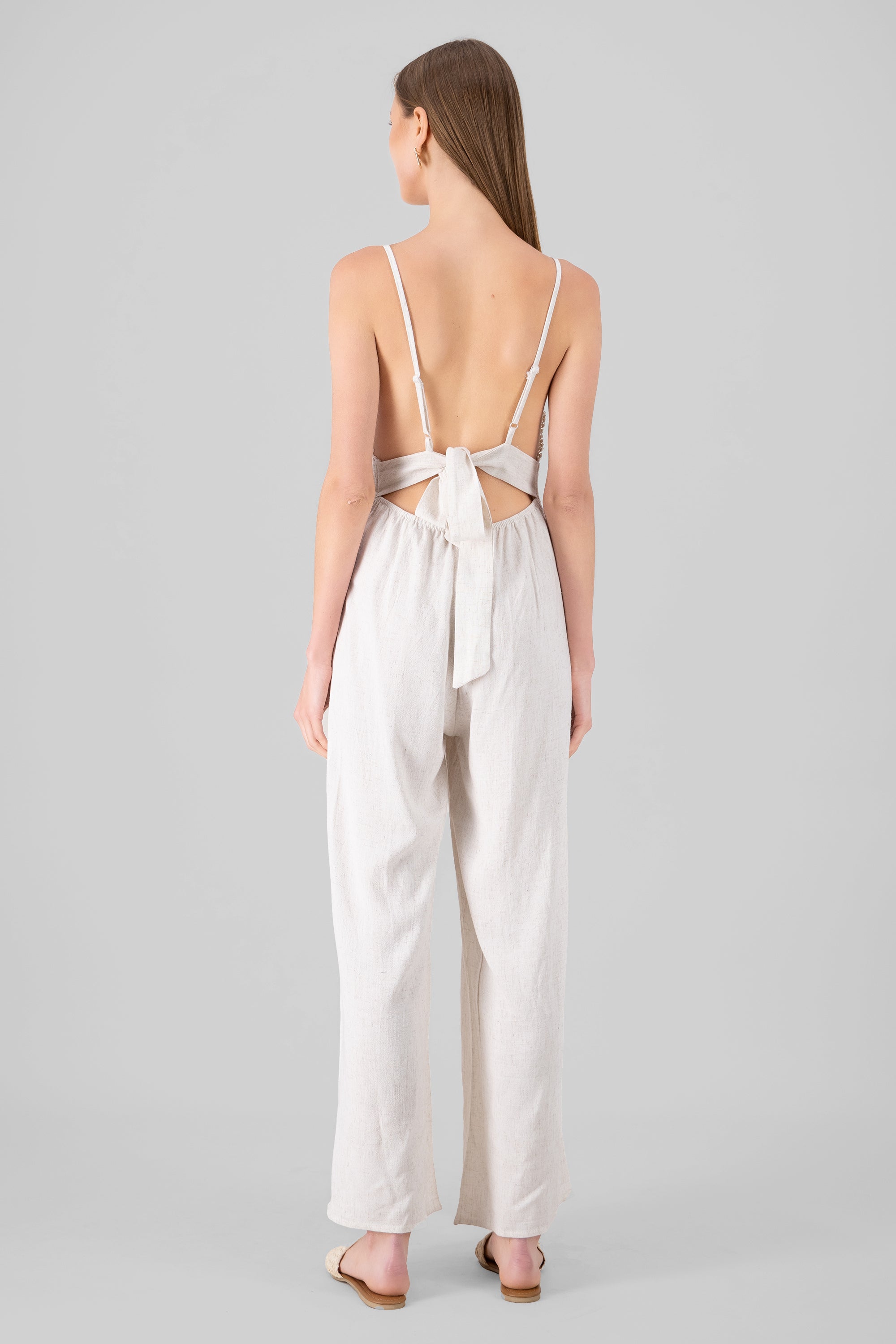 Jumpsuit Lino crochet BONE