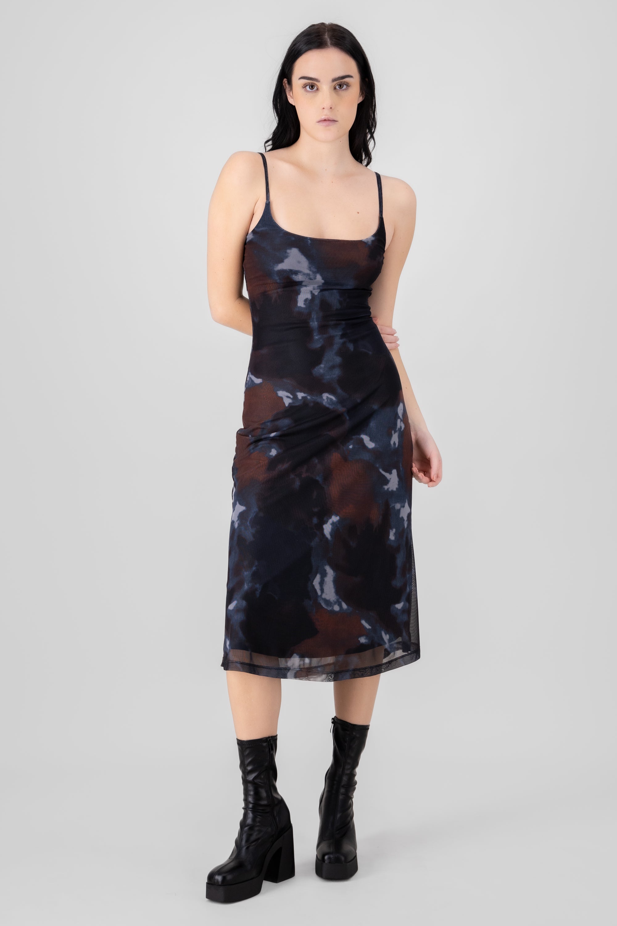 Midi Dress Degraded Straps CAFE COMBO
