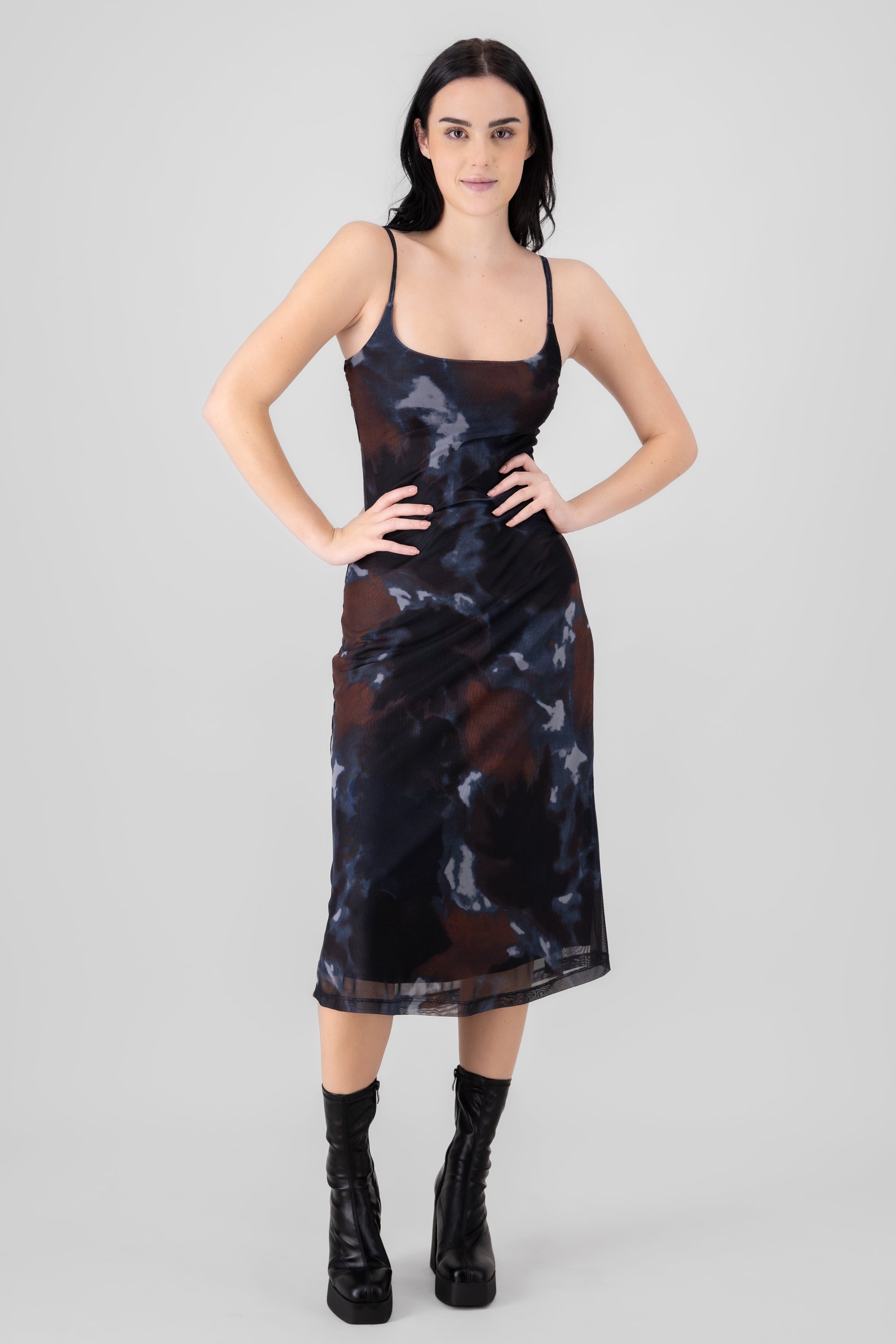 Midi Dress Degraded Straps CAFE COMBO