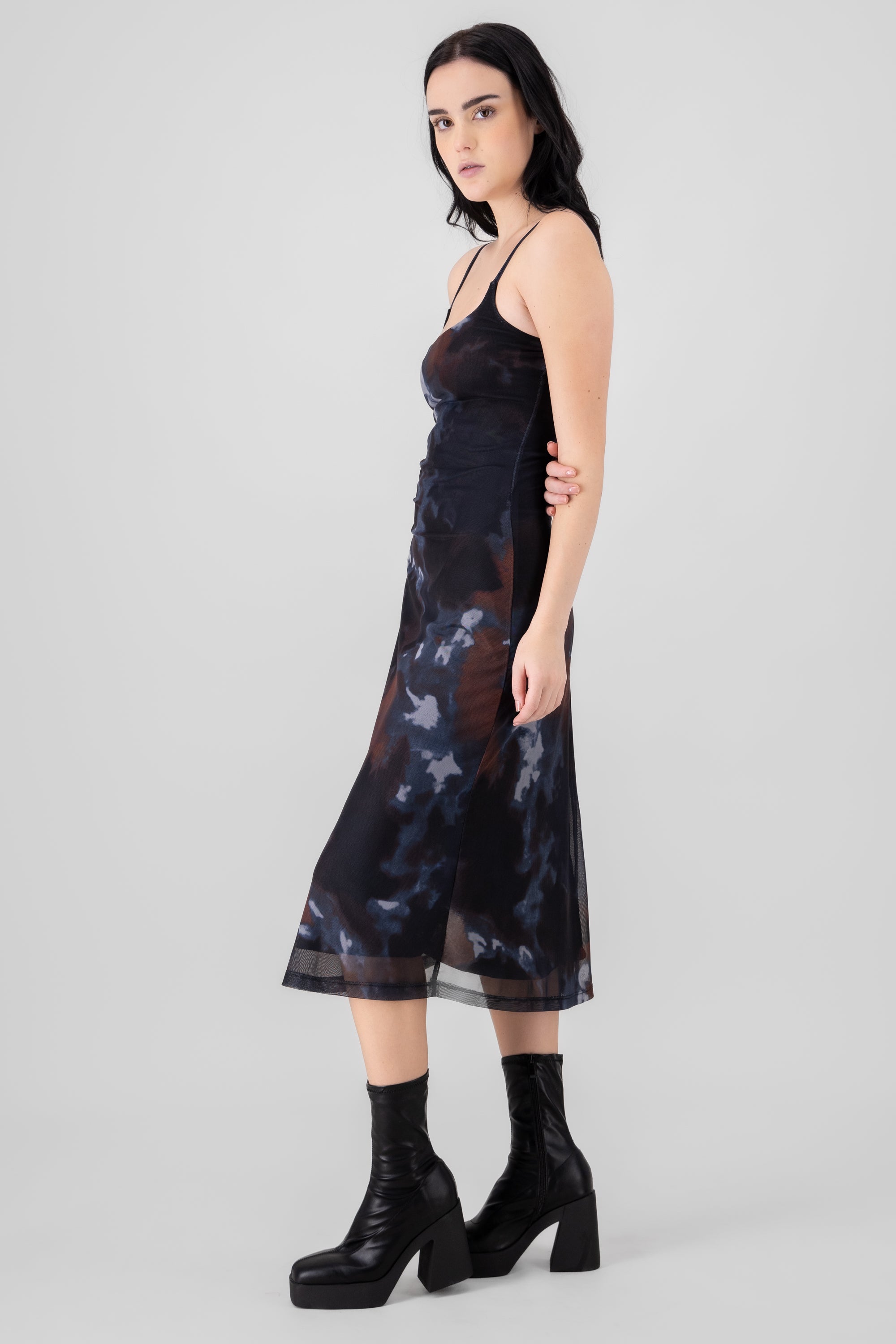 Midi Dress Degraded Straps CAFE COMBO