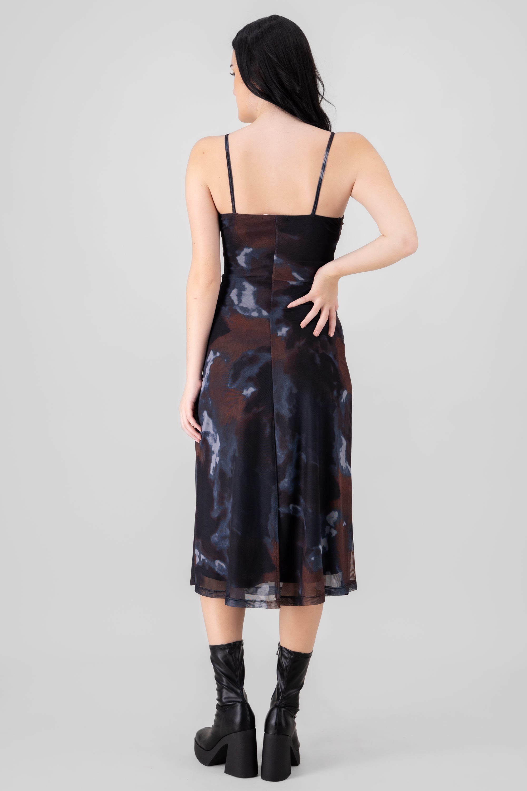 Midi Dress Degraded Straps CAFE COMBO