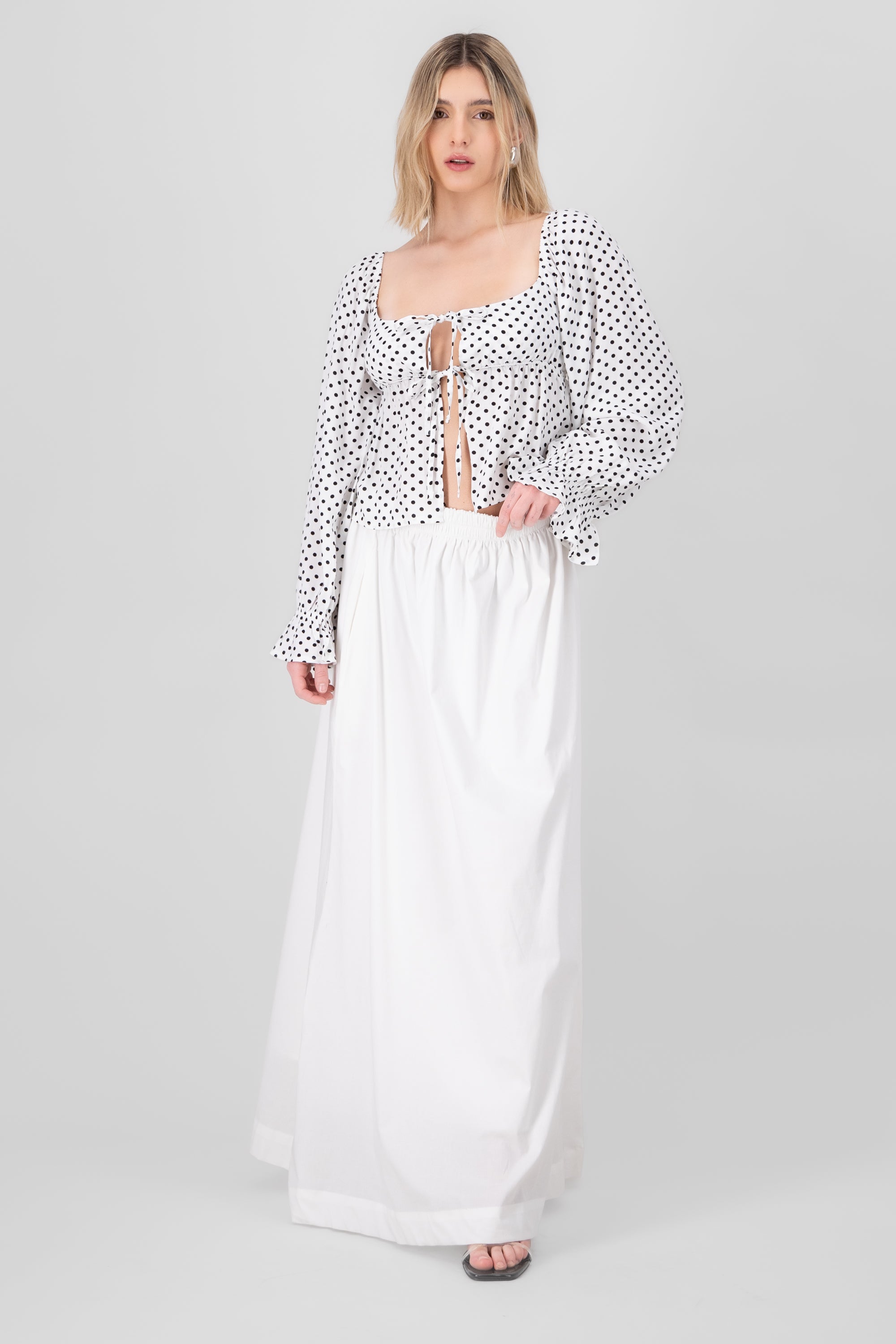 Falda maxi popelina con resorte Hypsters BLANCO