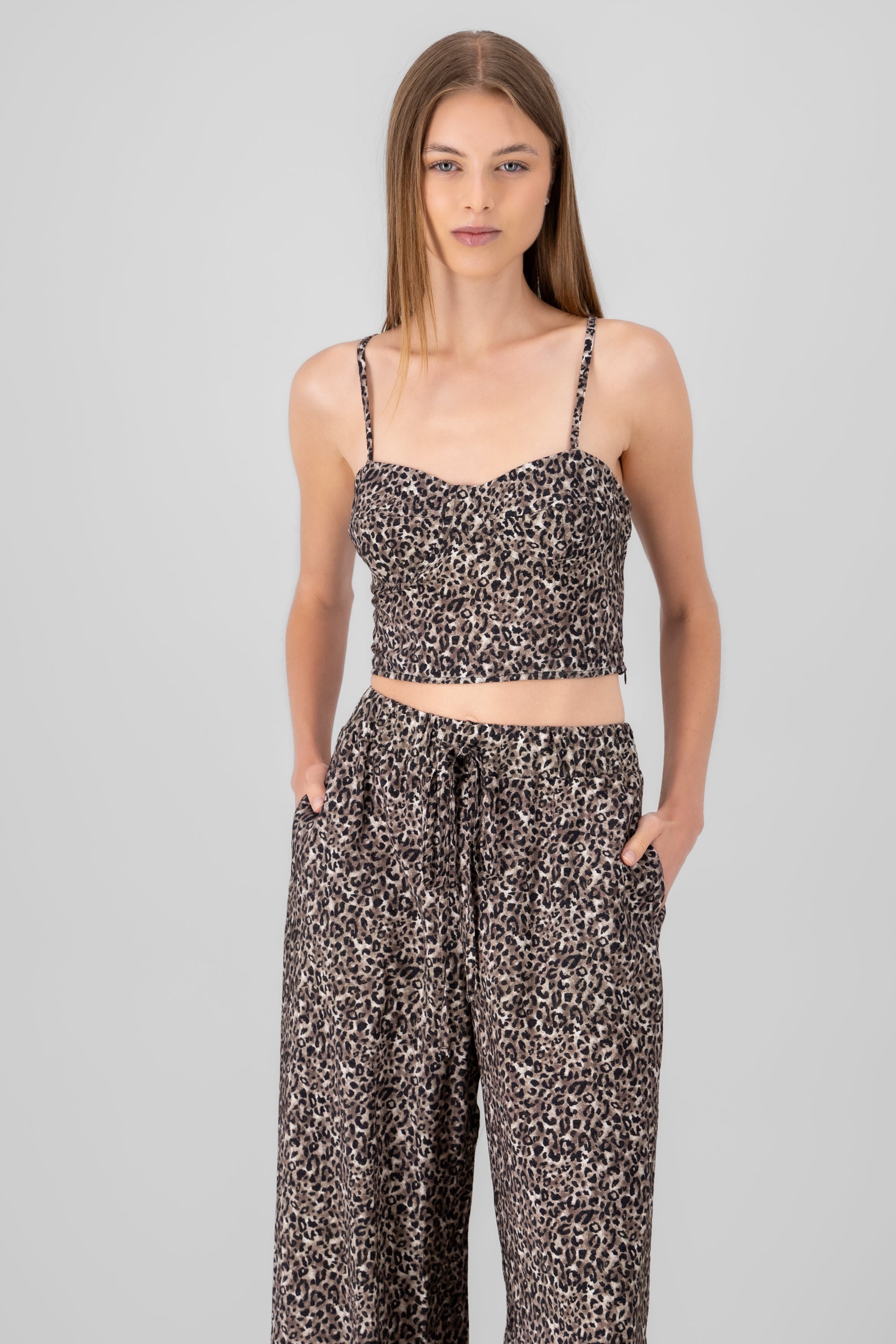 Top crop animal print tirantes CAFE COMBO