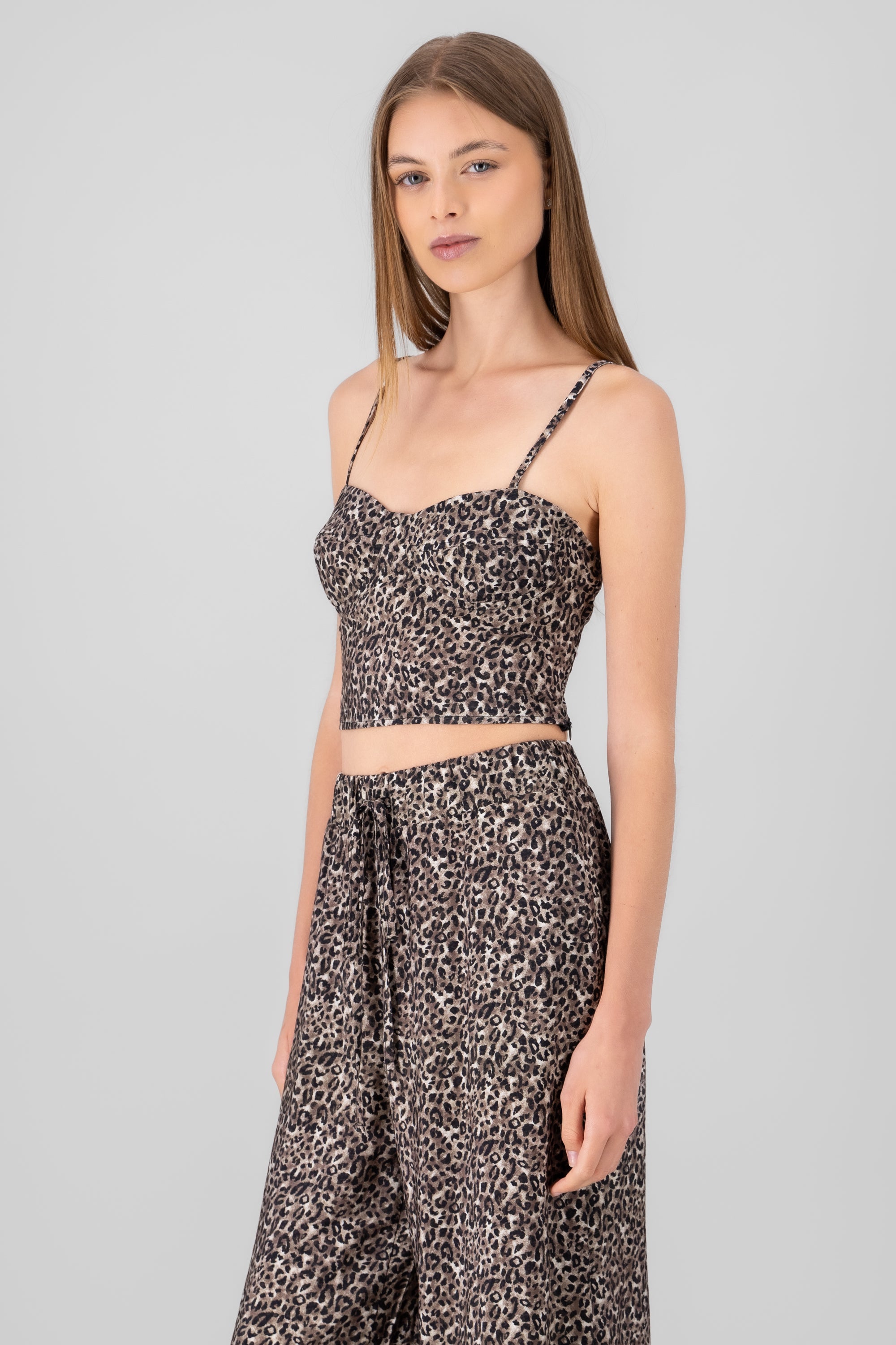 Top crop animal print tirantes CAFE COMBO