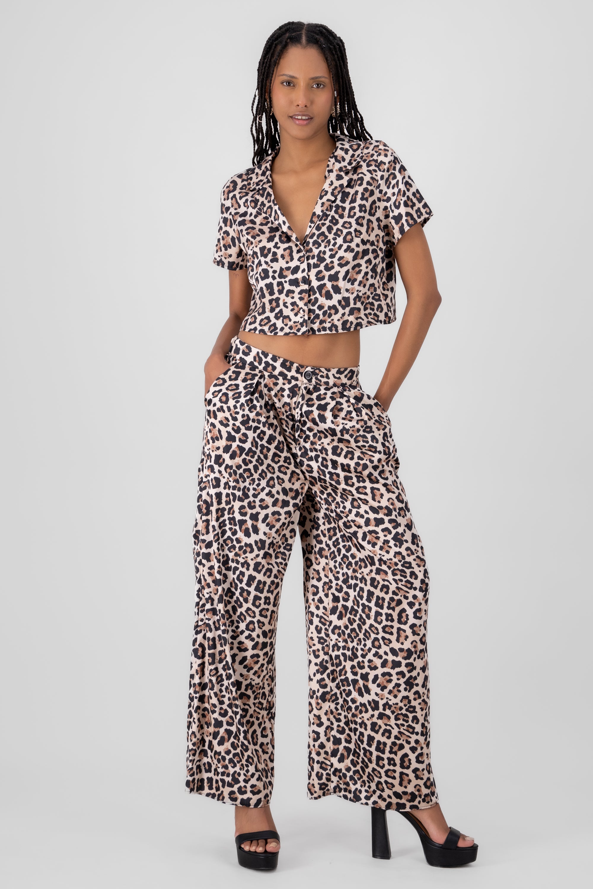 Pantalon amplio animal print CAFE COMBO