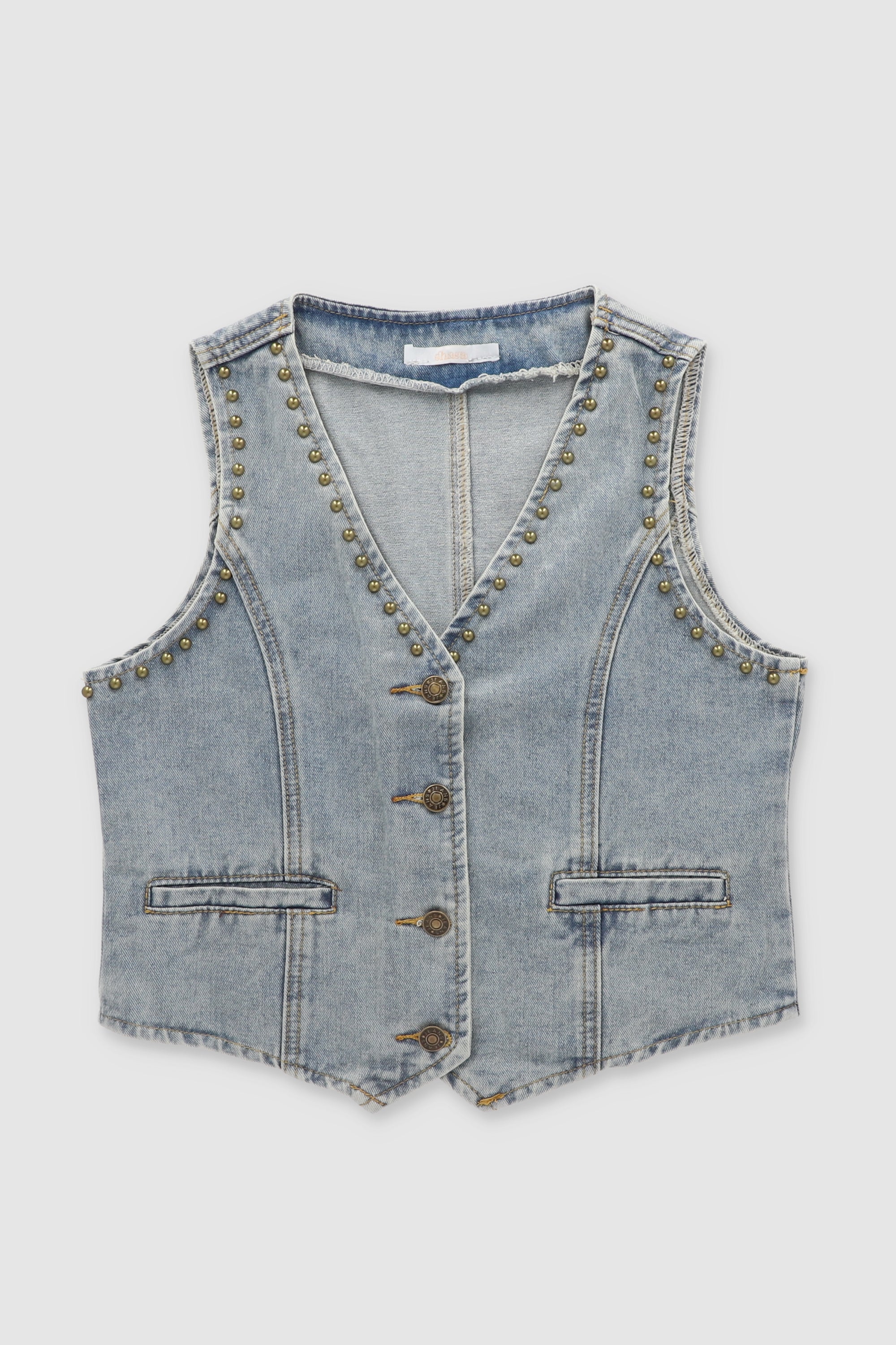 Vest with thisperoles Cropped Light Wash