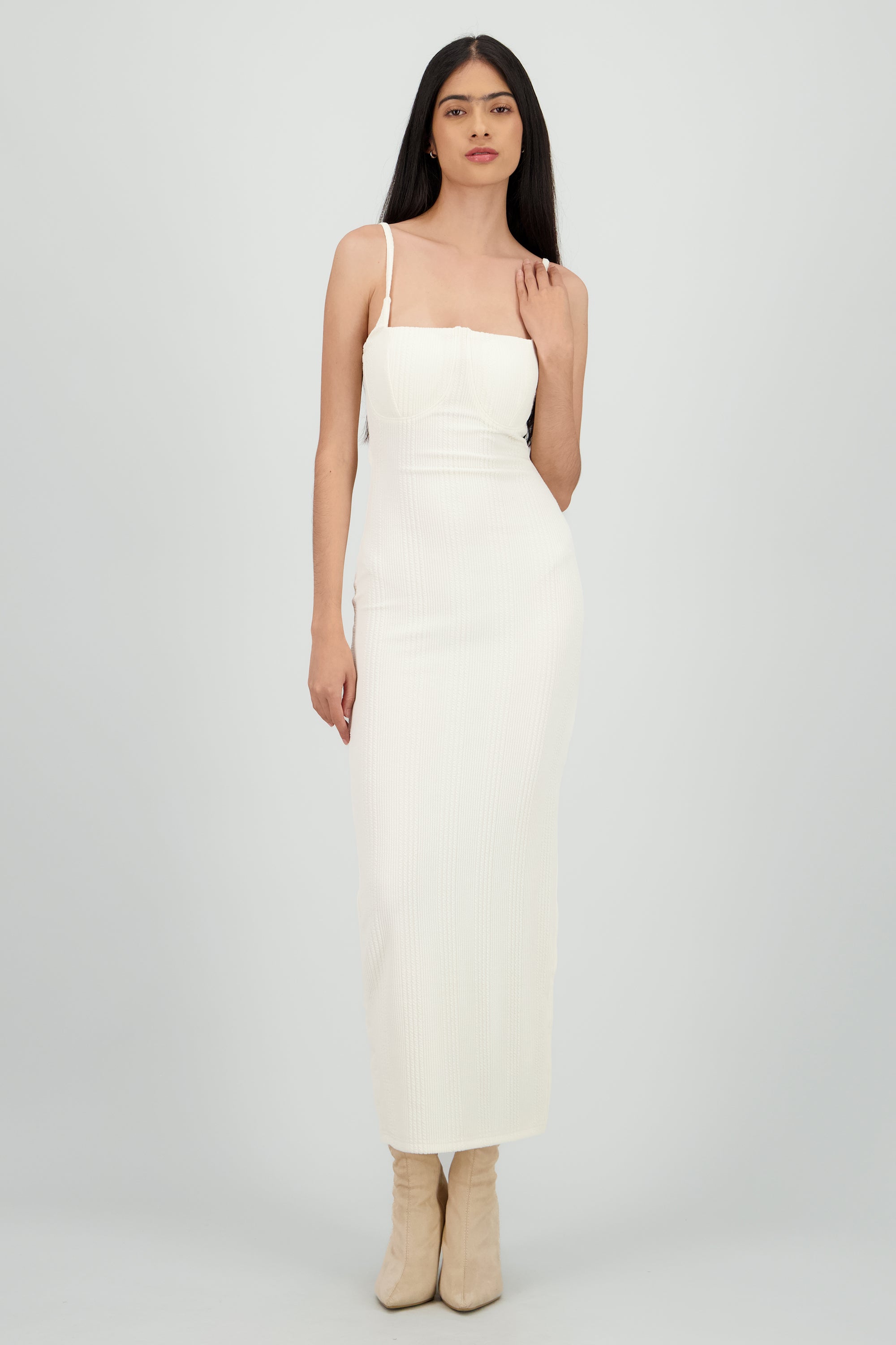 Vestido maxi textura BLANCO