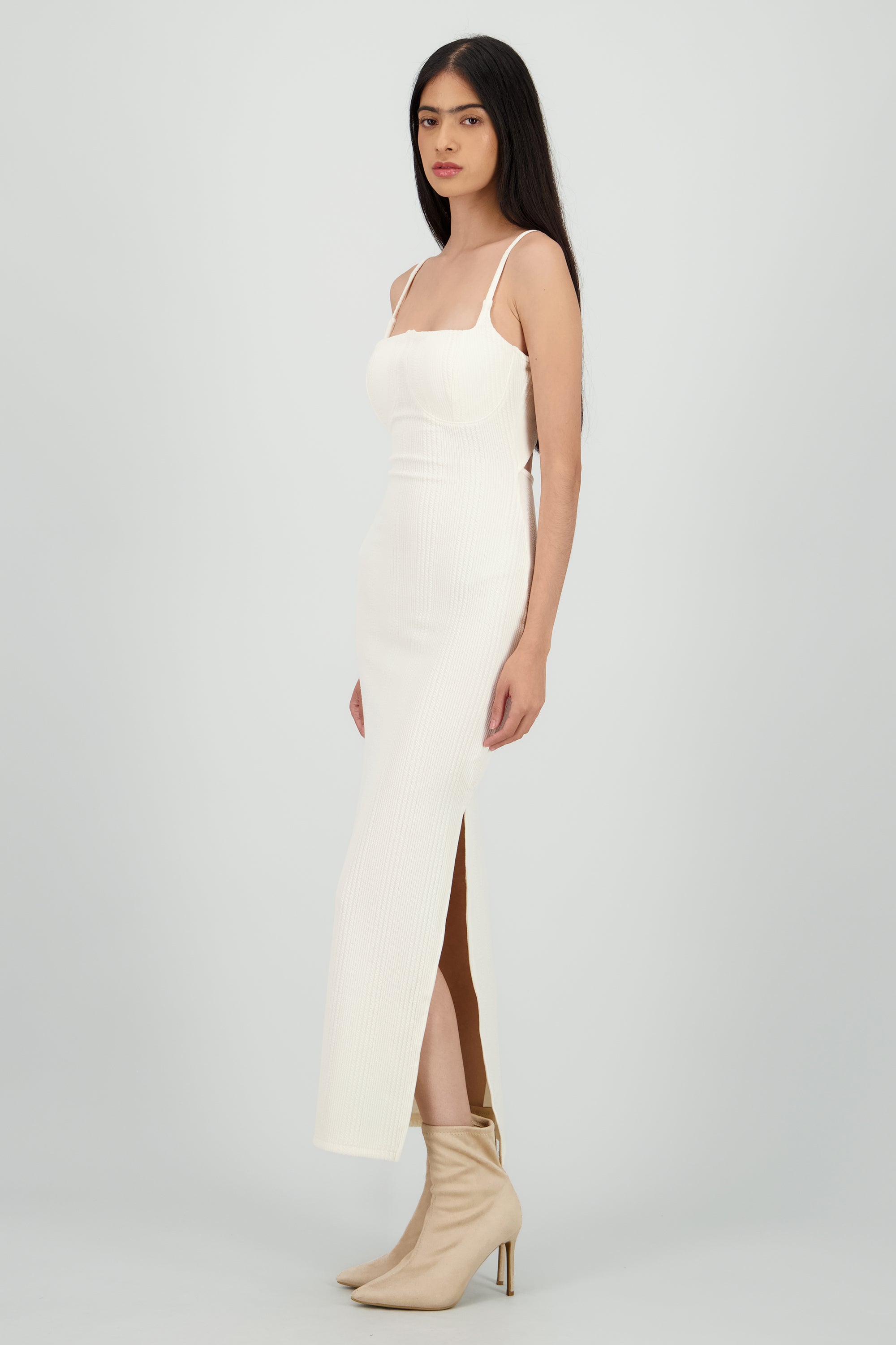 Vestido maxi textura BLANCO