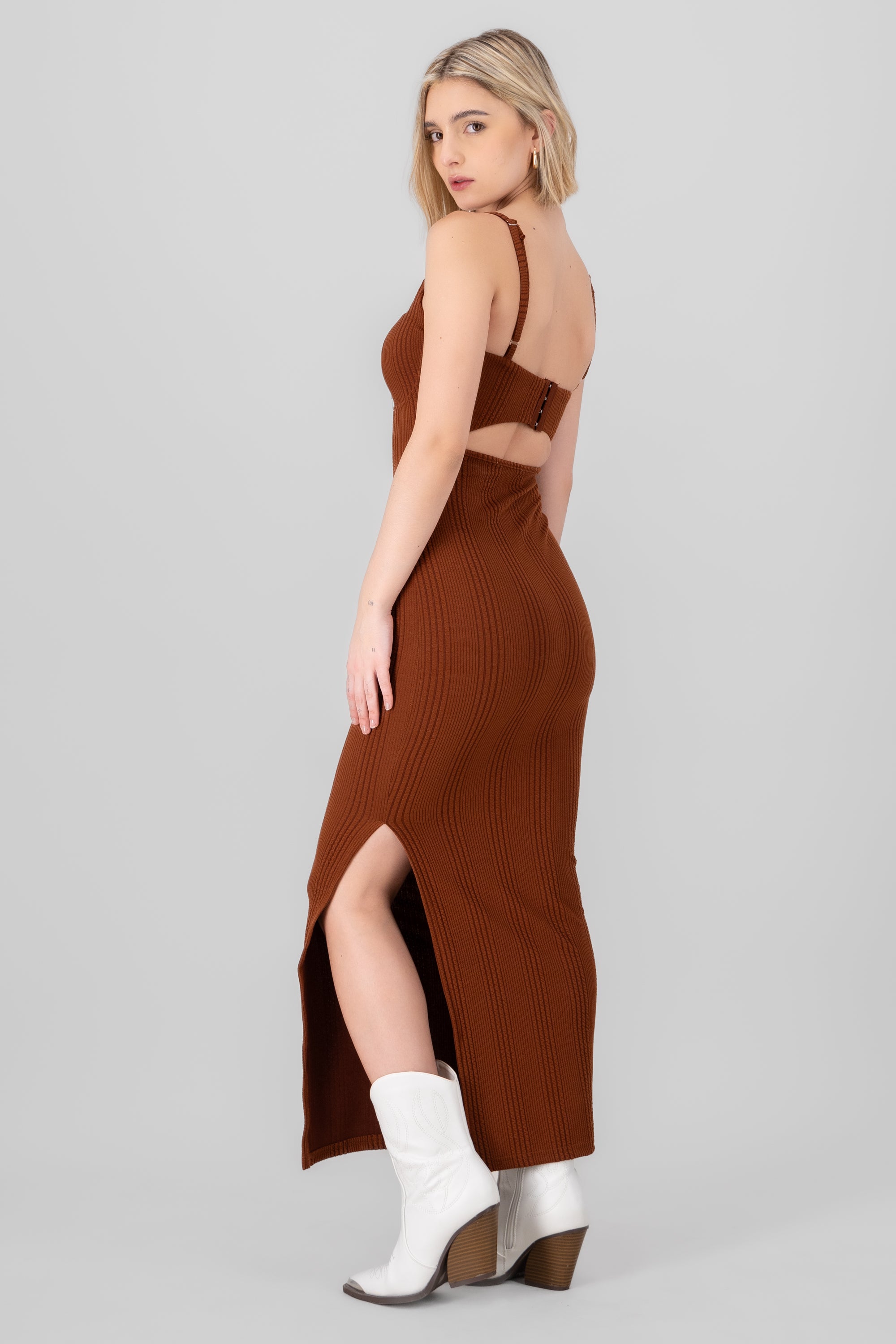 Maxi Texture dress COFFEE