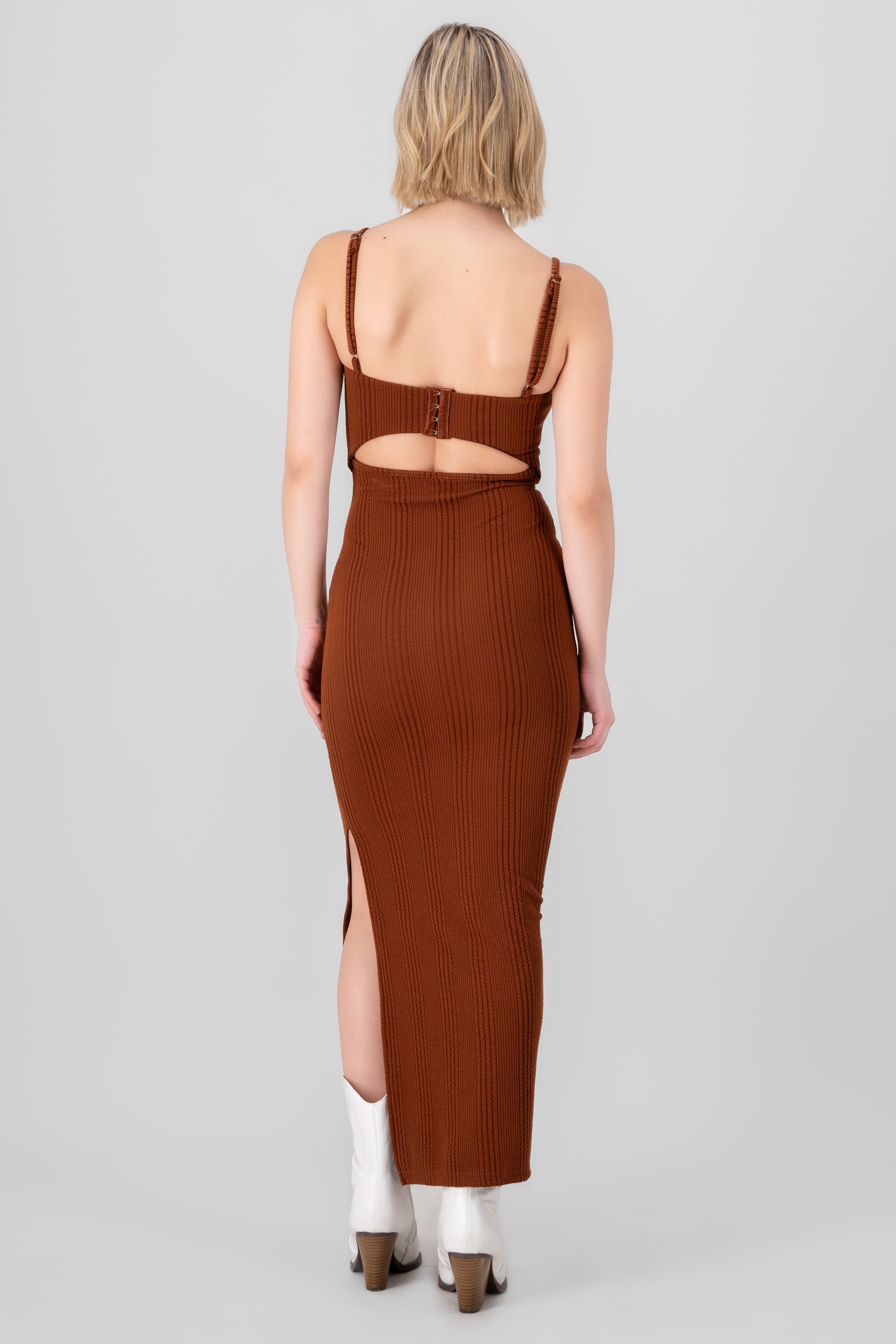 Maxi Texture dress COFFEE