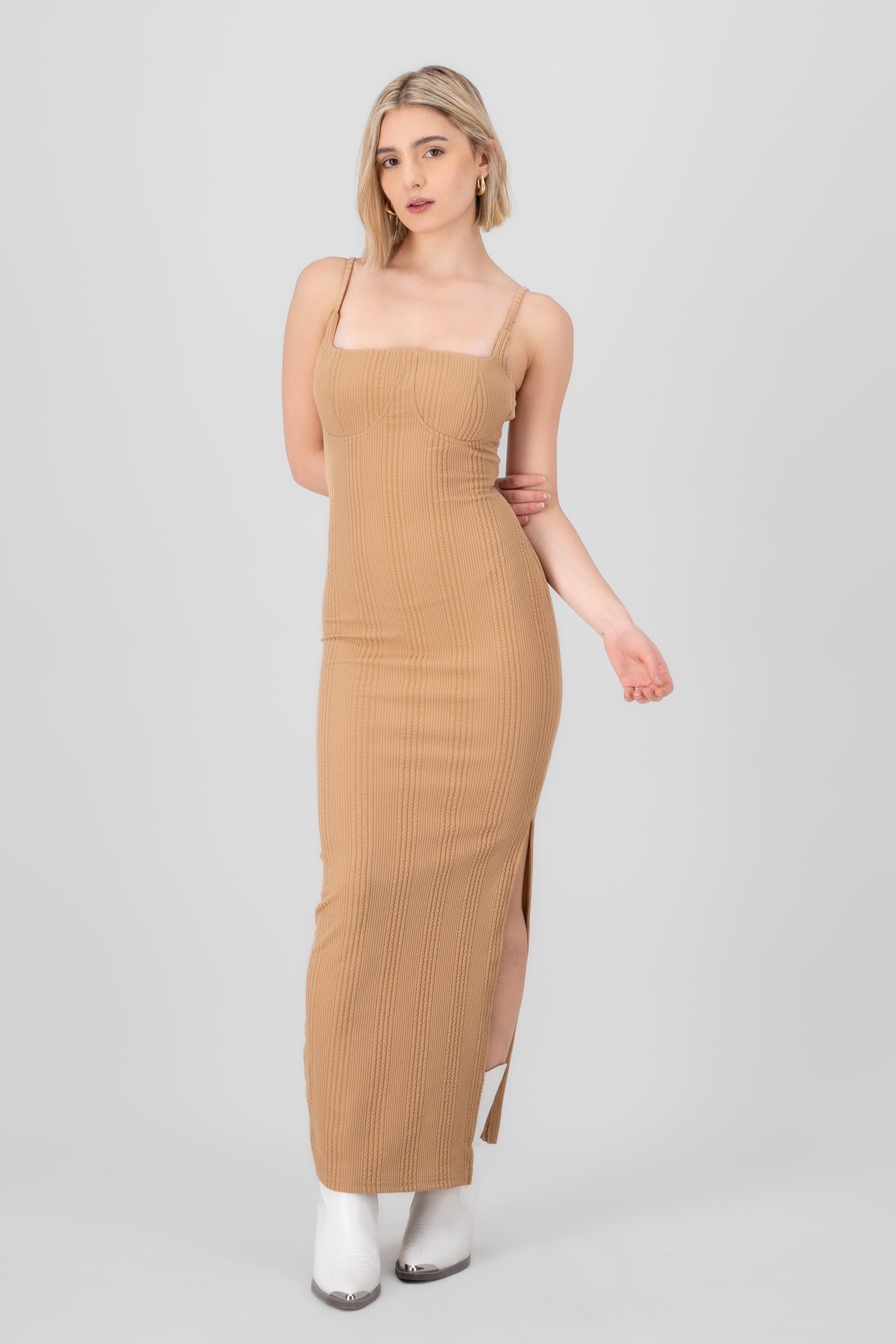 Maxi Texture dress Taupe