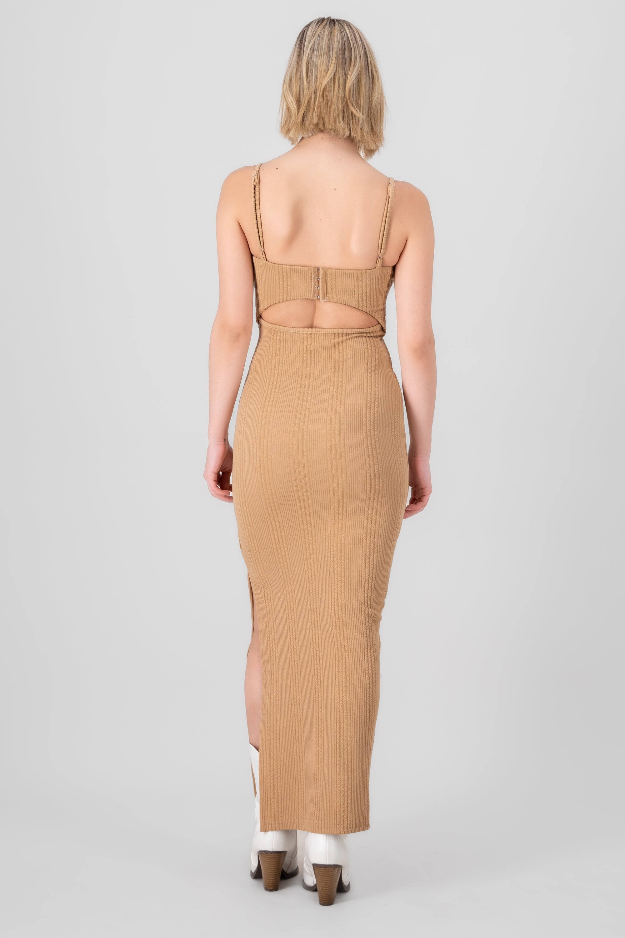 Maxi Texture dress Taupe