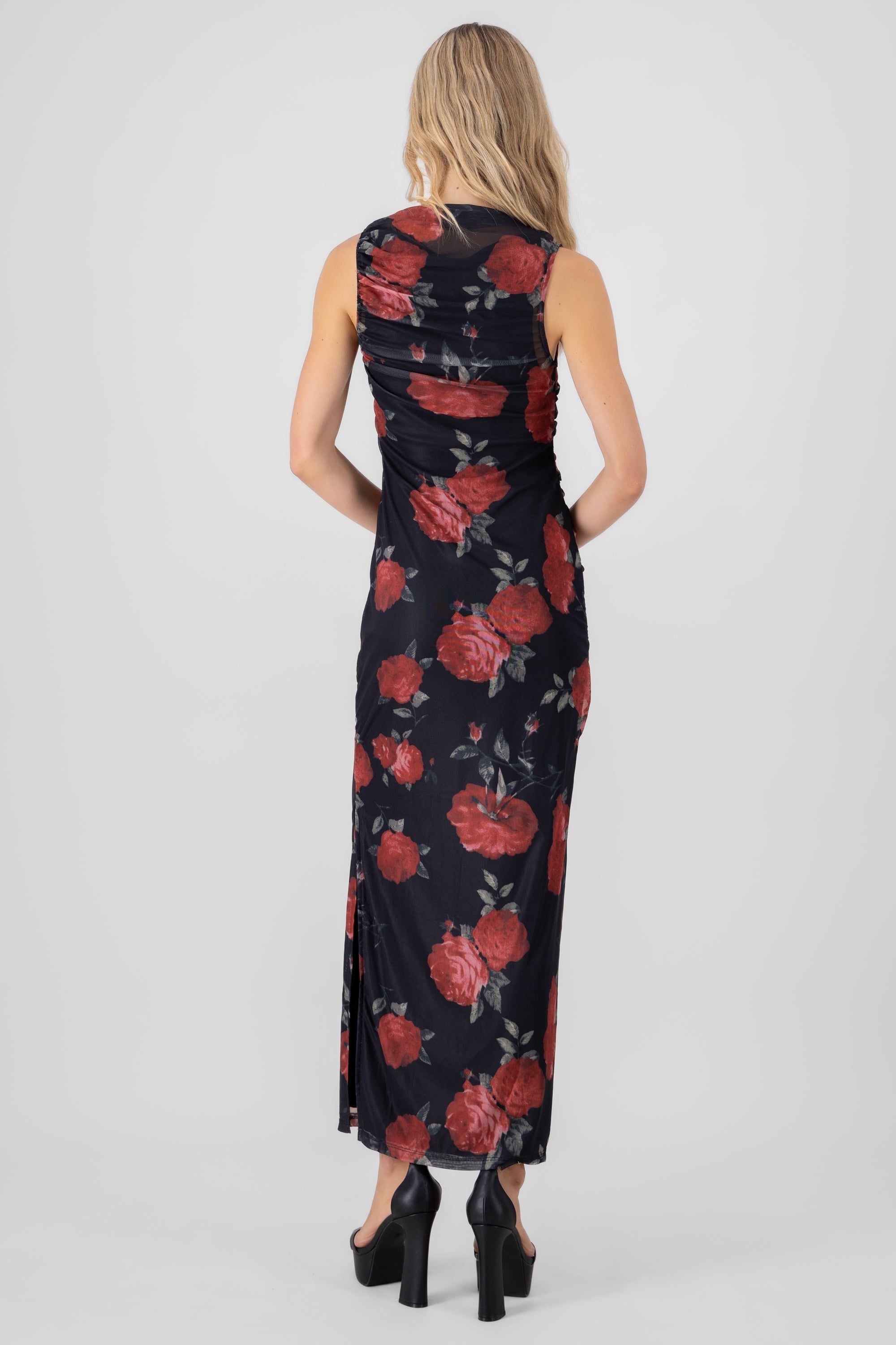 Mesh draped dress Black Combo