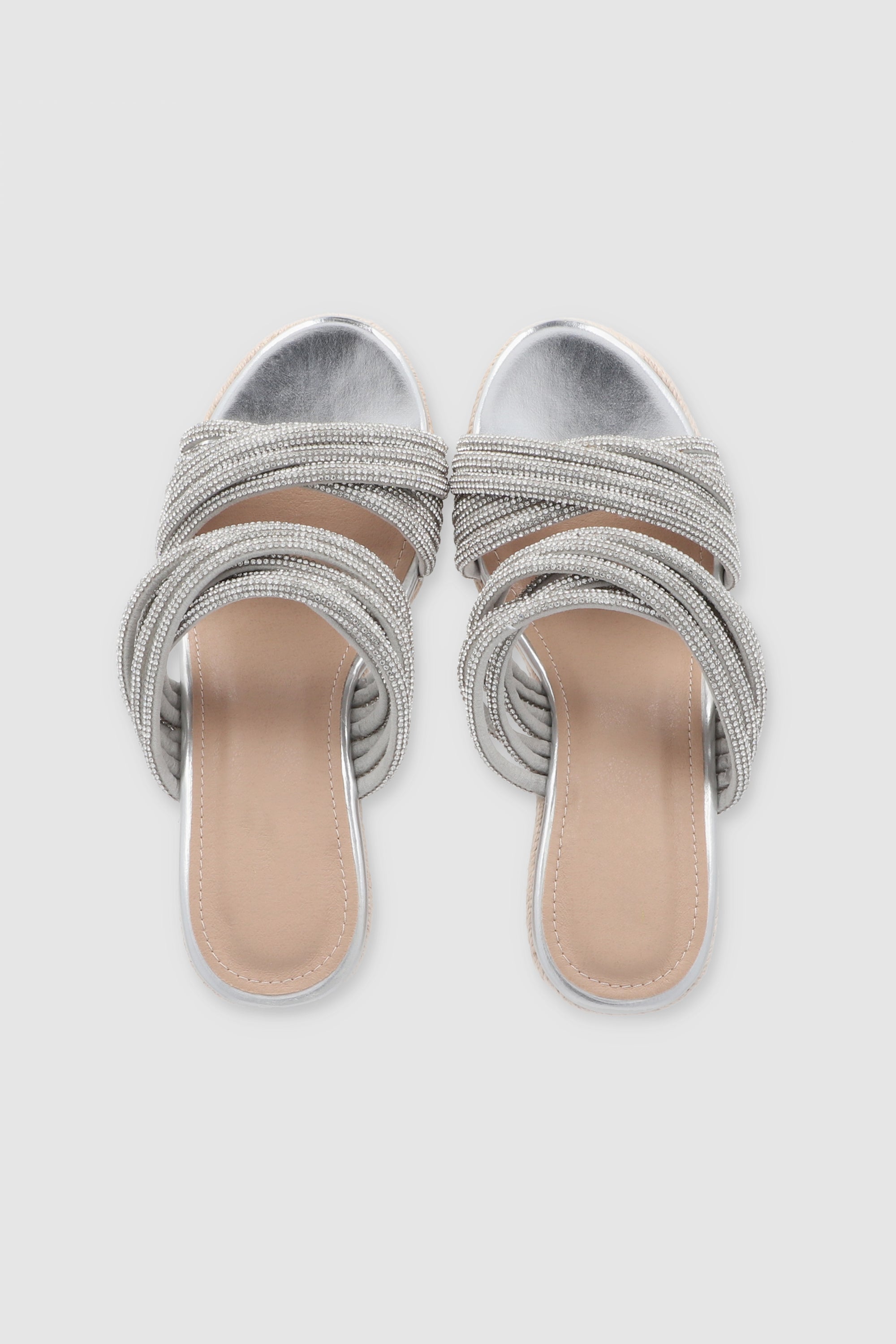 Cuña tiras brillos PLATA