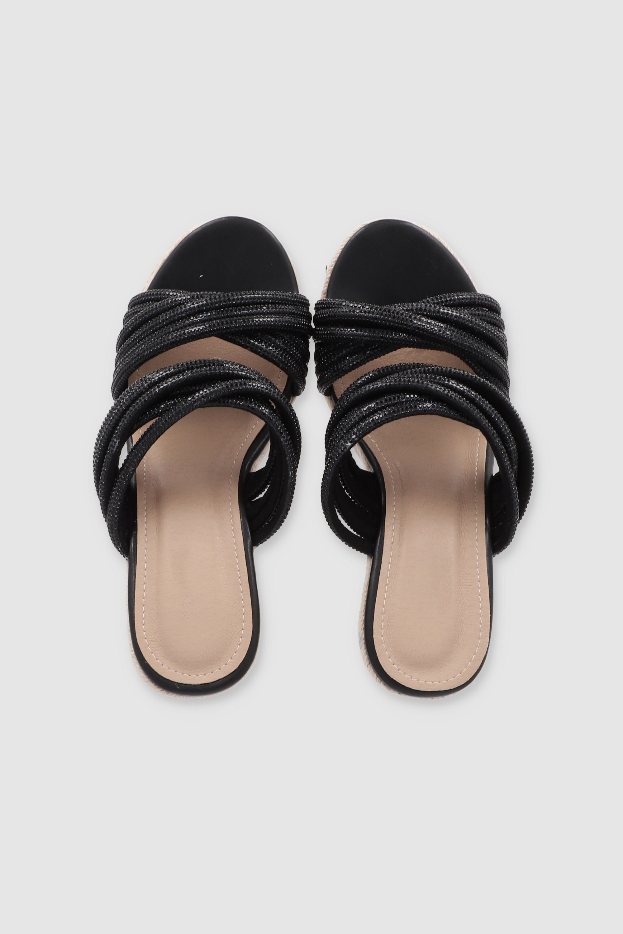 Cuña tiras brillos NEGRO