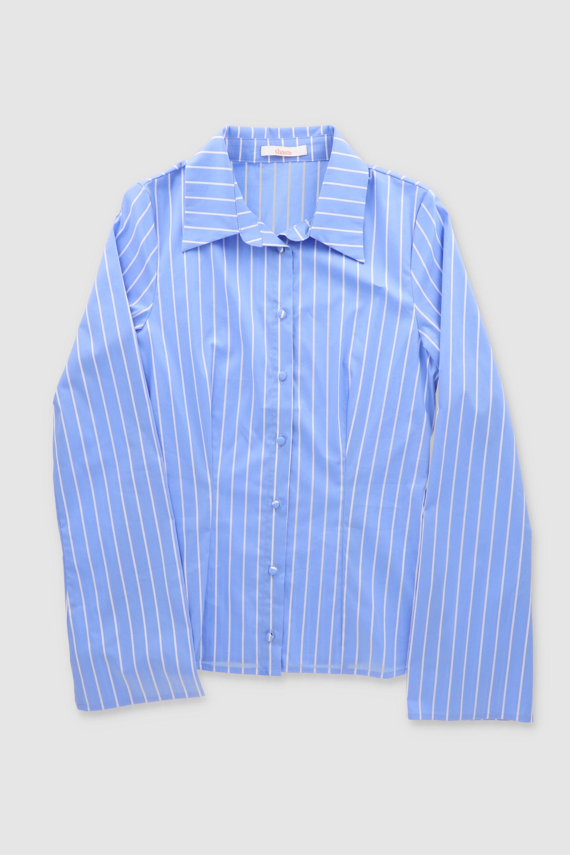 Camisa de rayas con pinzas y mangas amplias AZUL COMBO