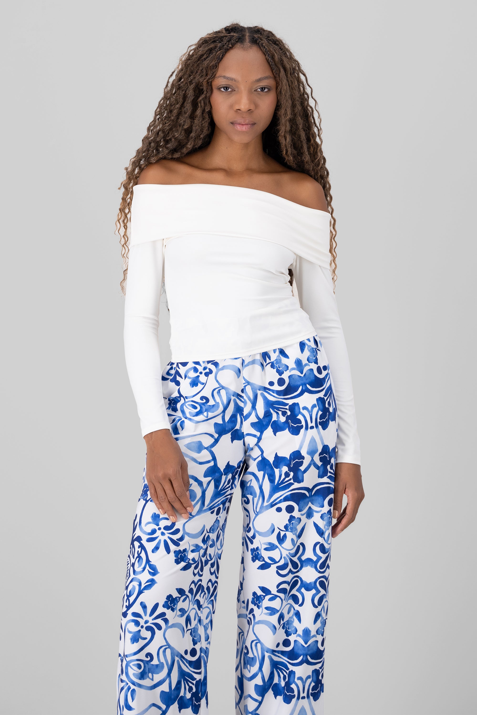 Top off shoulder liso BLANCO