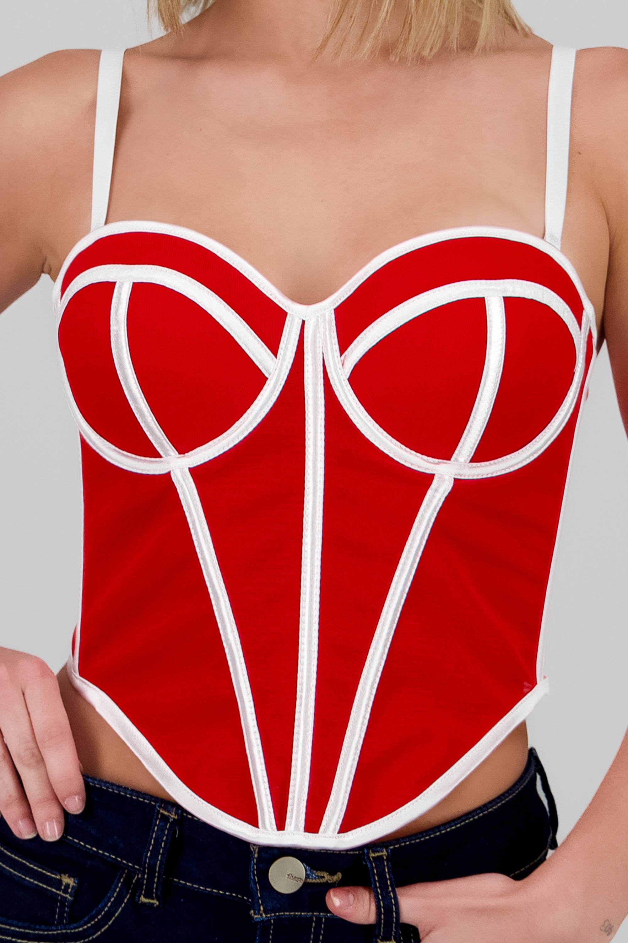 Corset varillas contraste ROJO