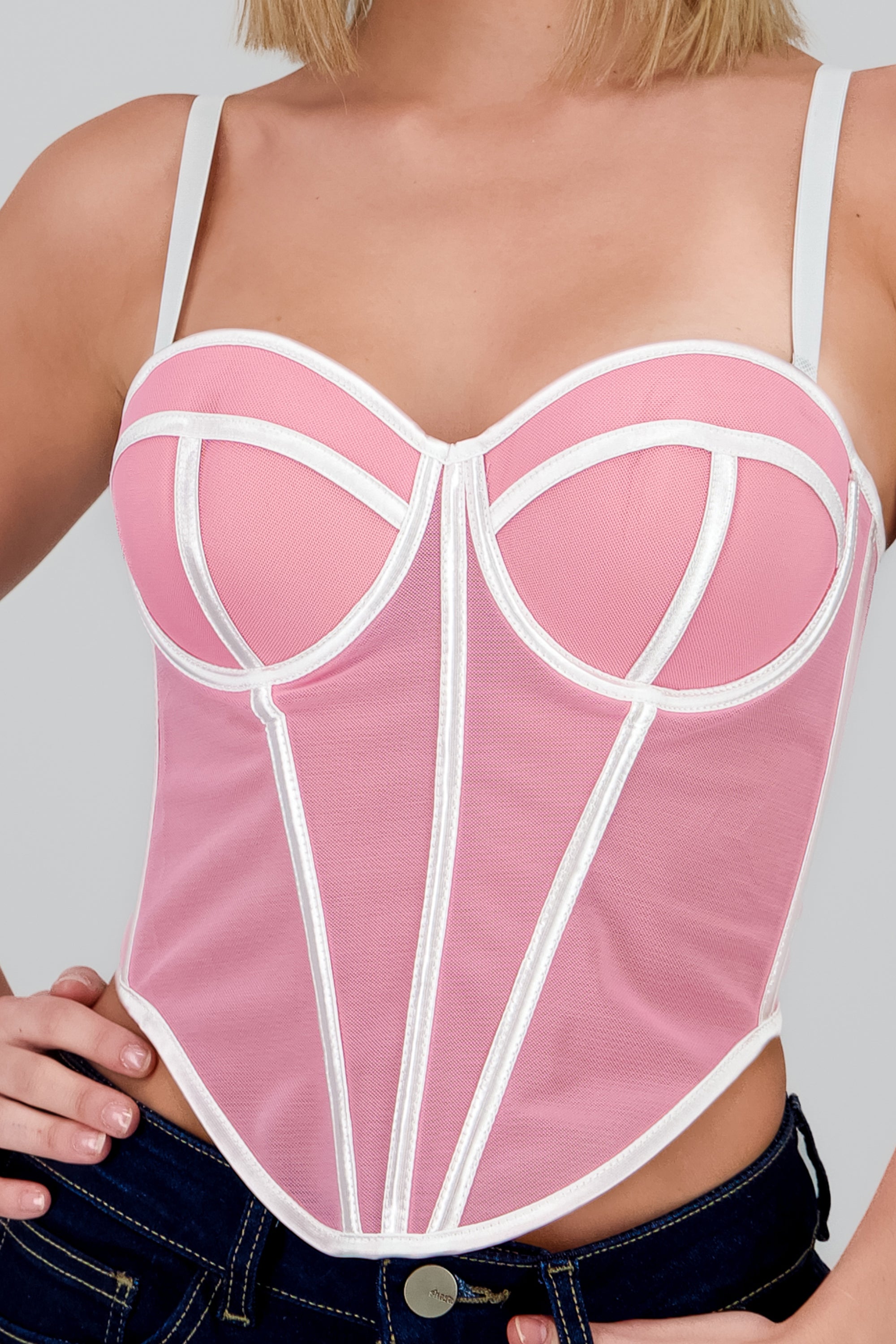 Corset varillas contraste ROSA