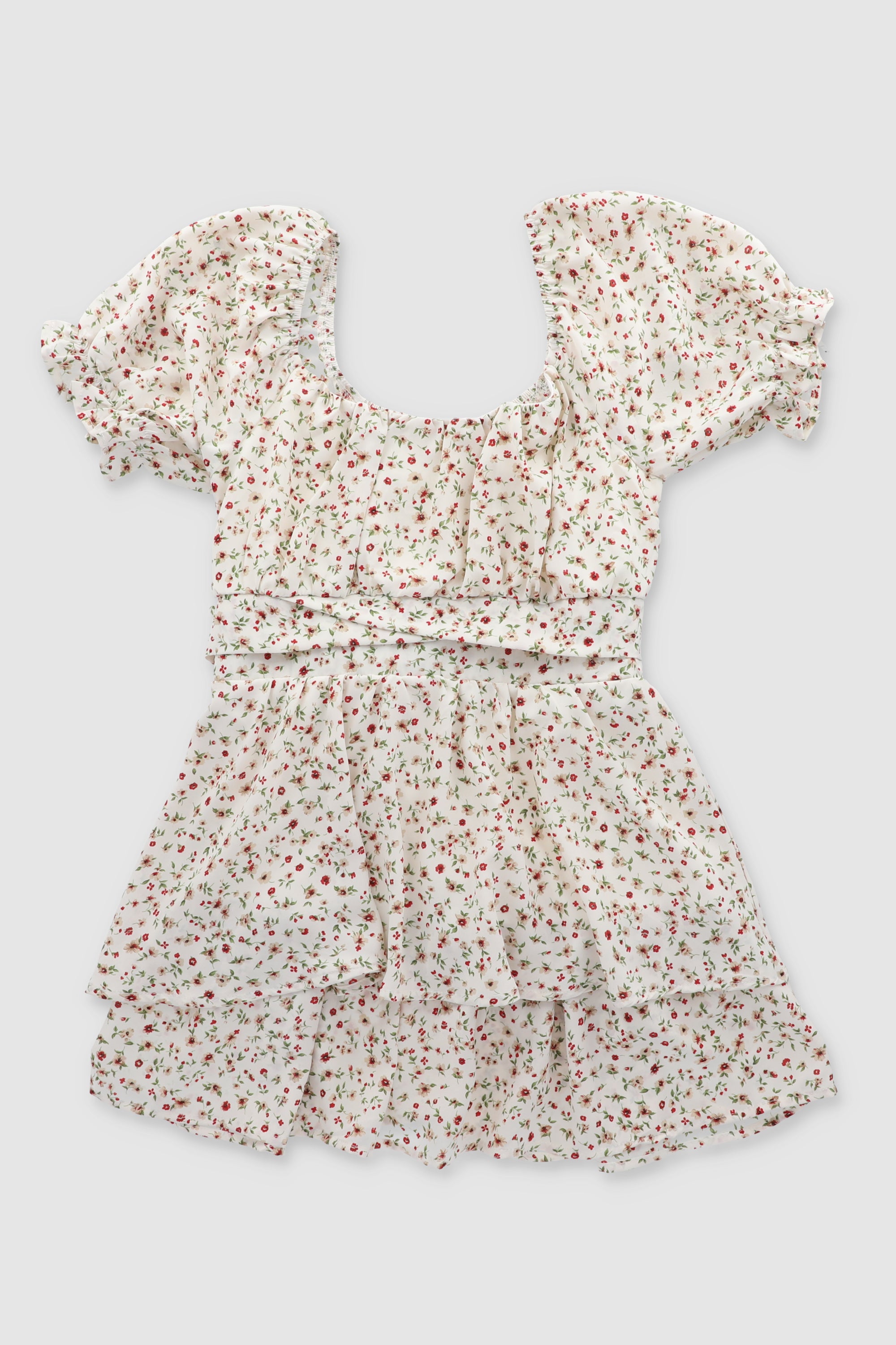 Vestido olanes flores BLANCO COMBO