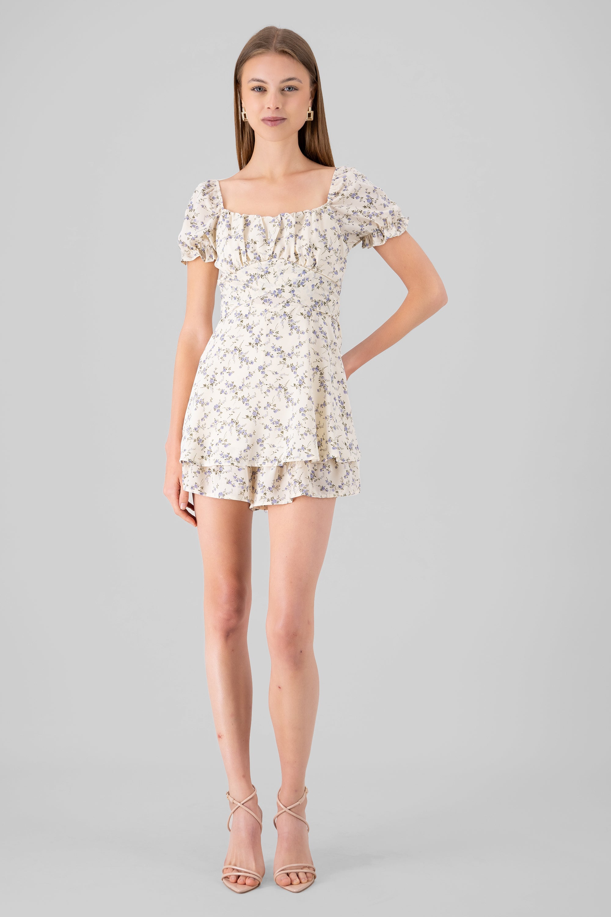 Vestido olan flores HUESO COMBO