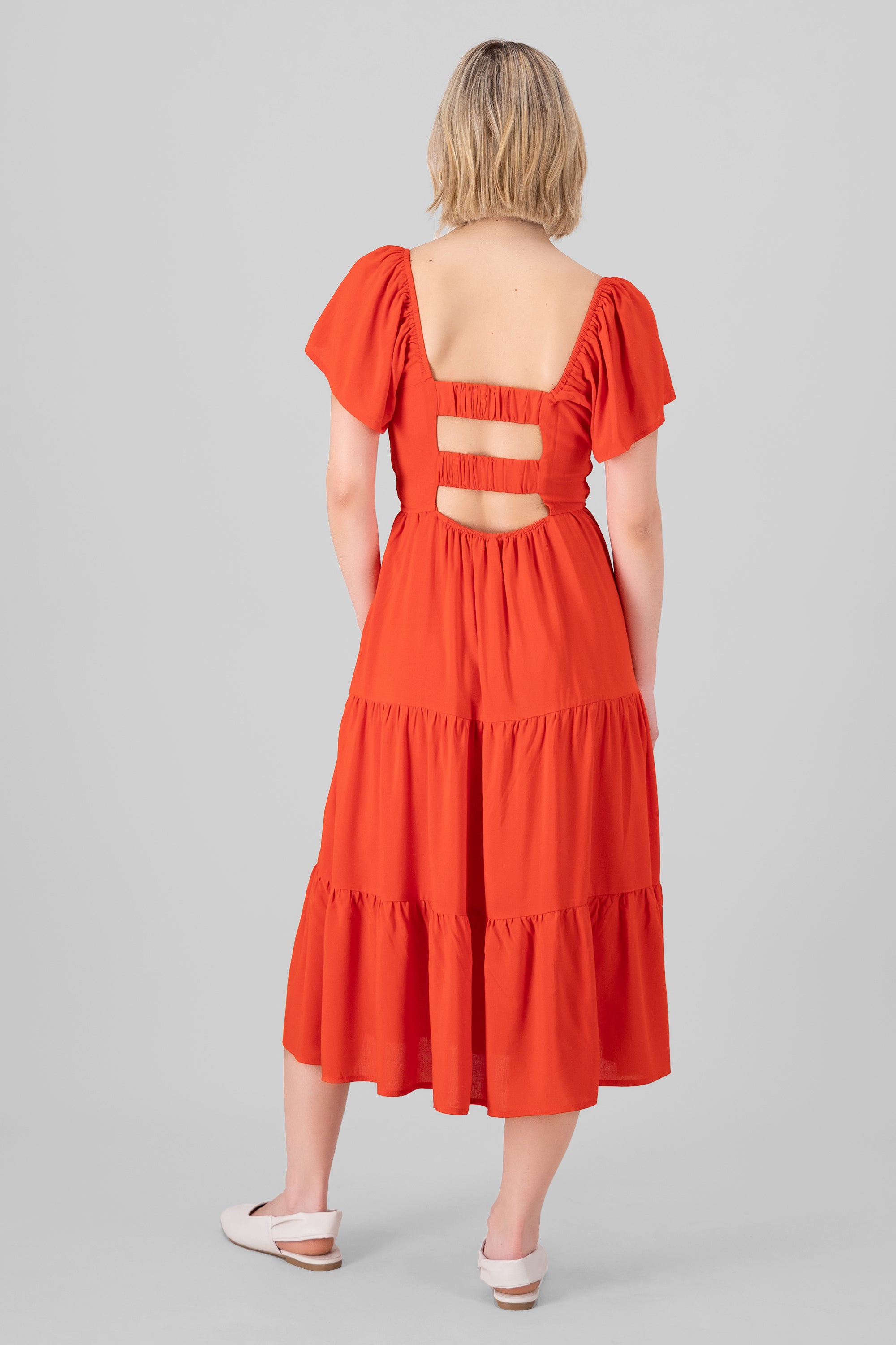 Vestido midi detalle espalda ROJO