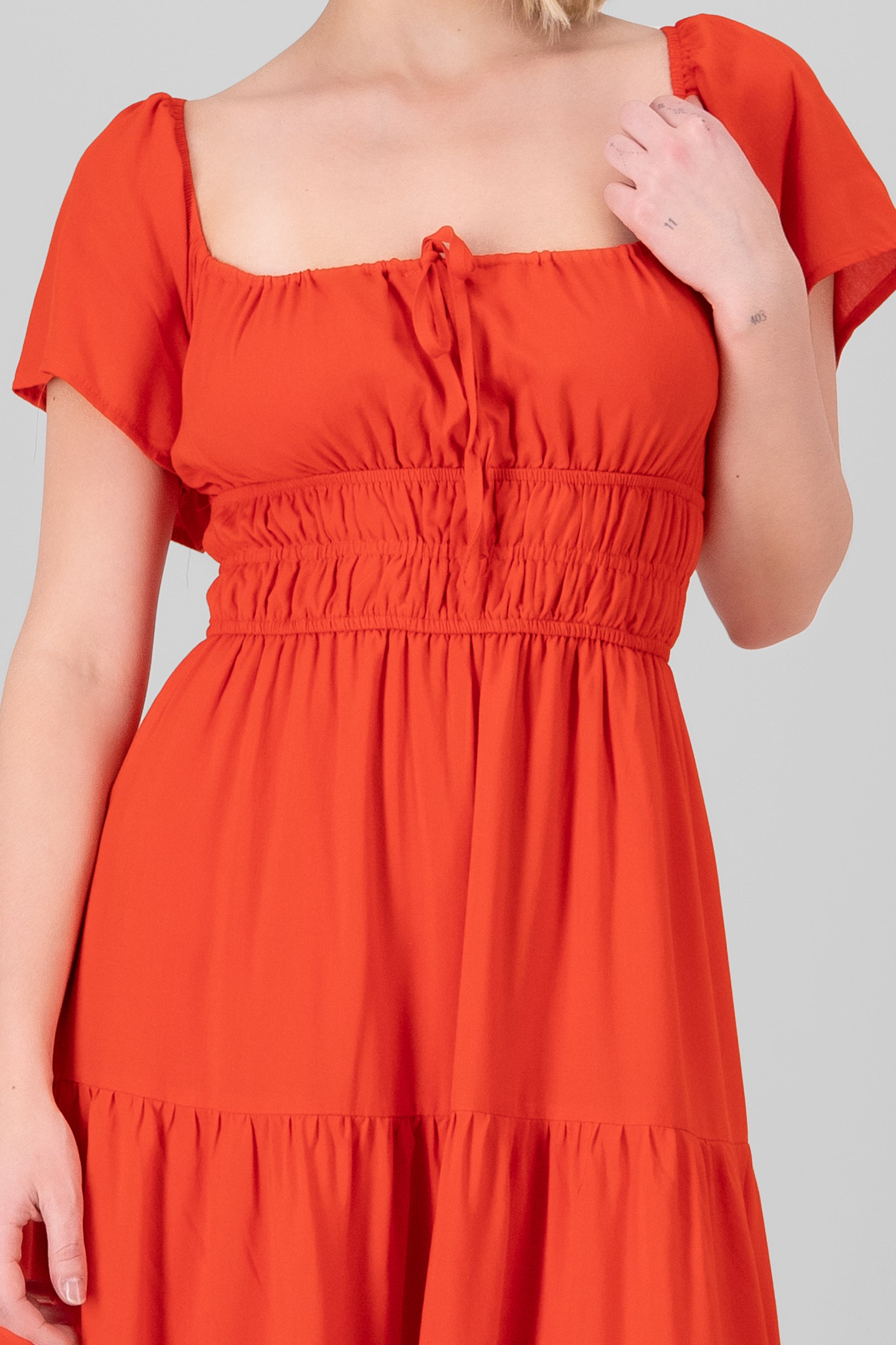 Vestido midi detalle espalda ROJO