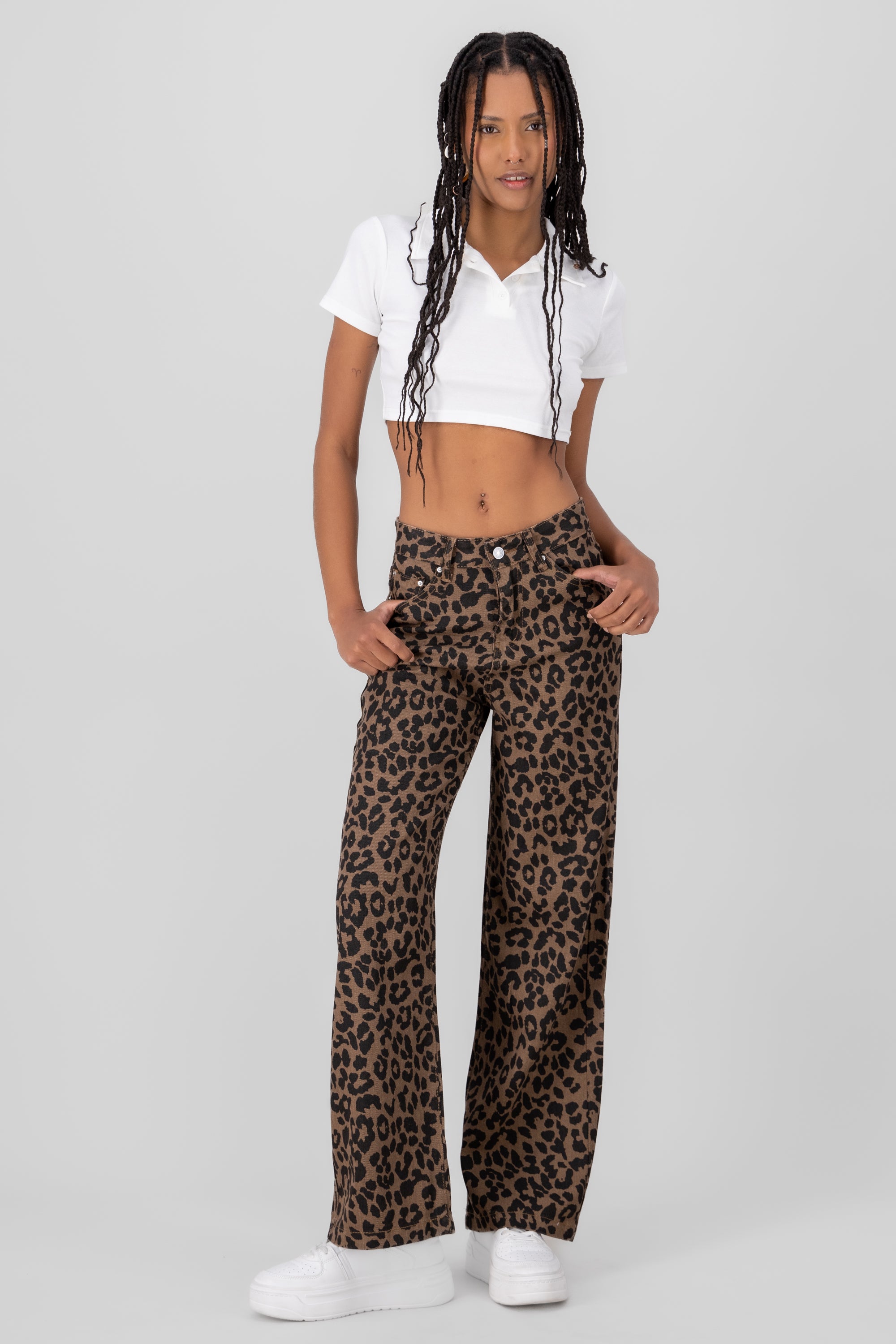 Animal print print jeans CAFE COMBO
