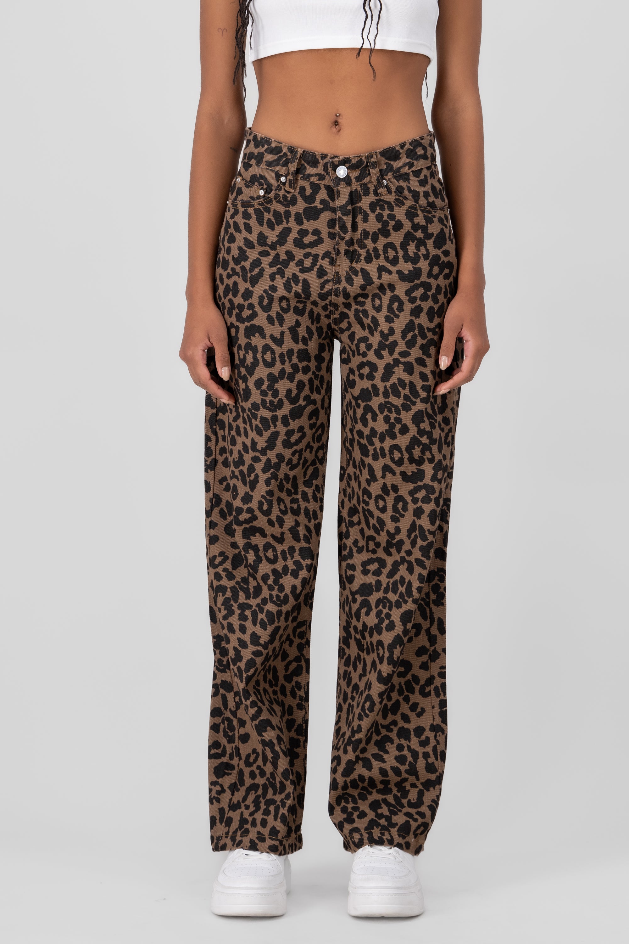 Animal print print jeans CAFE COMBO