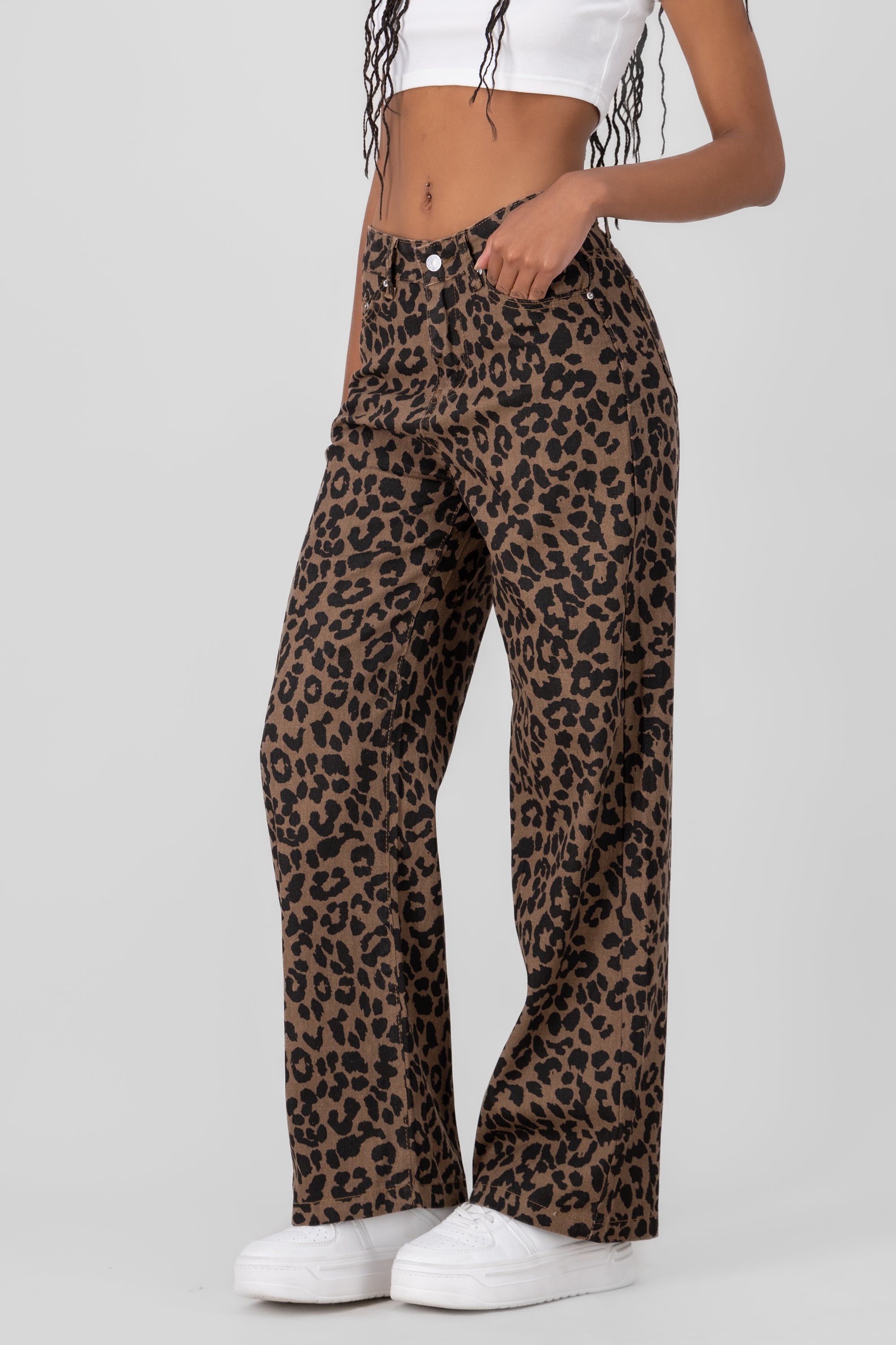 Animal print print jeans CAFE COMBO