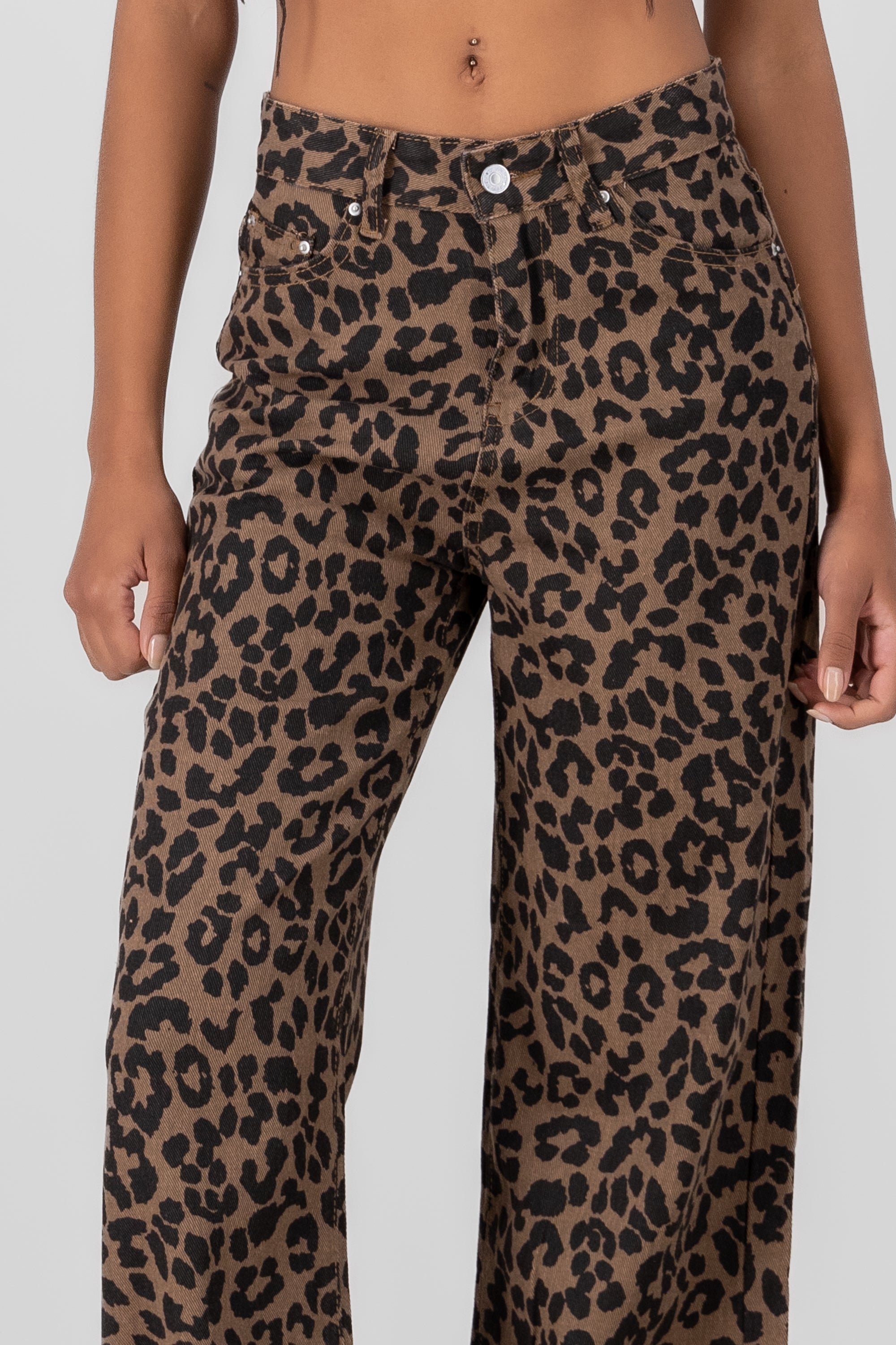 Animal print print jeans CAFE COMBO