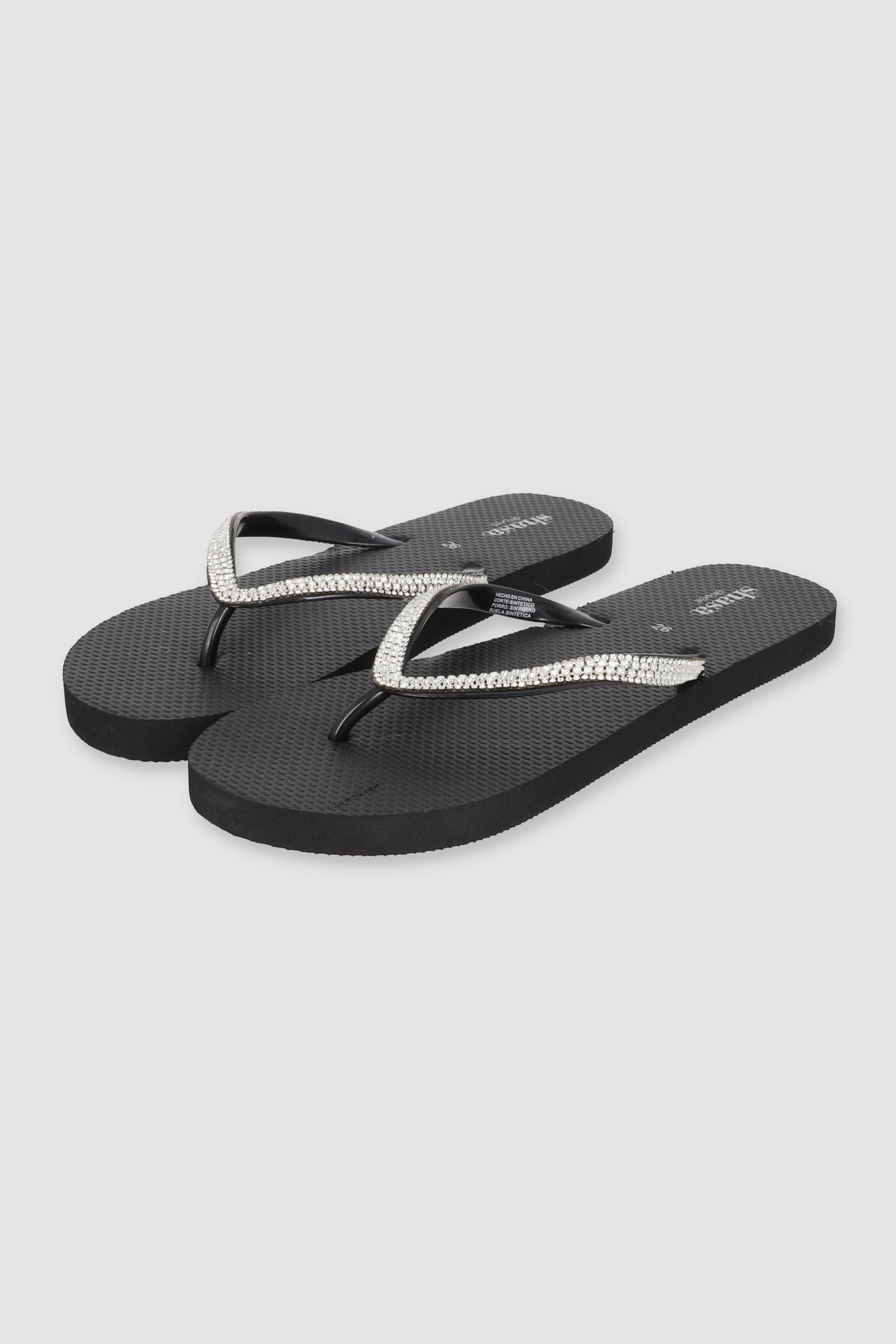 FLIP FLOP BRILLOS TEXTURA NEGRO