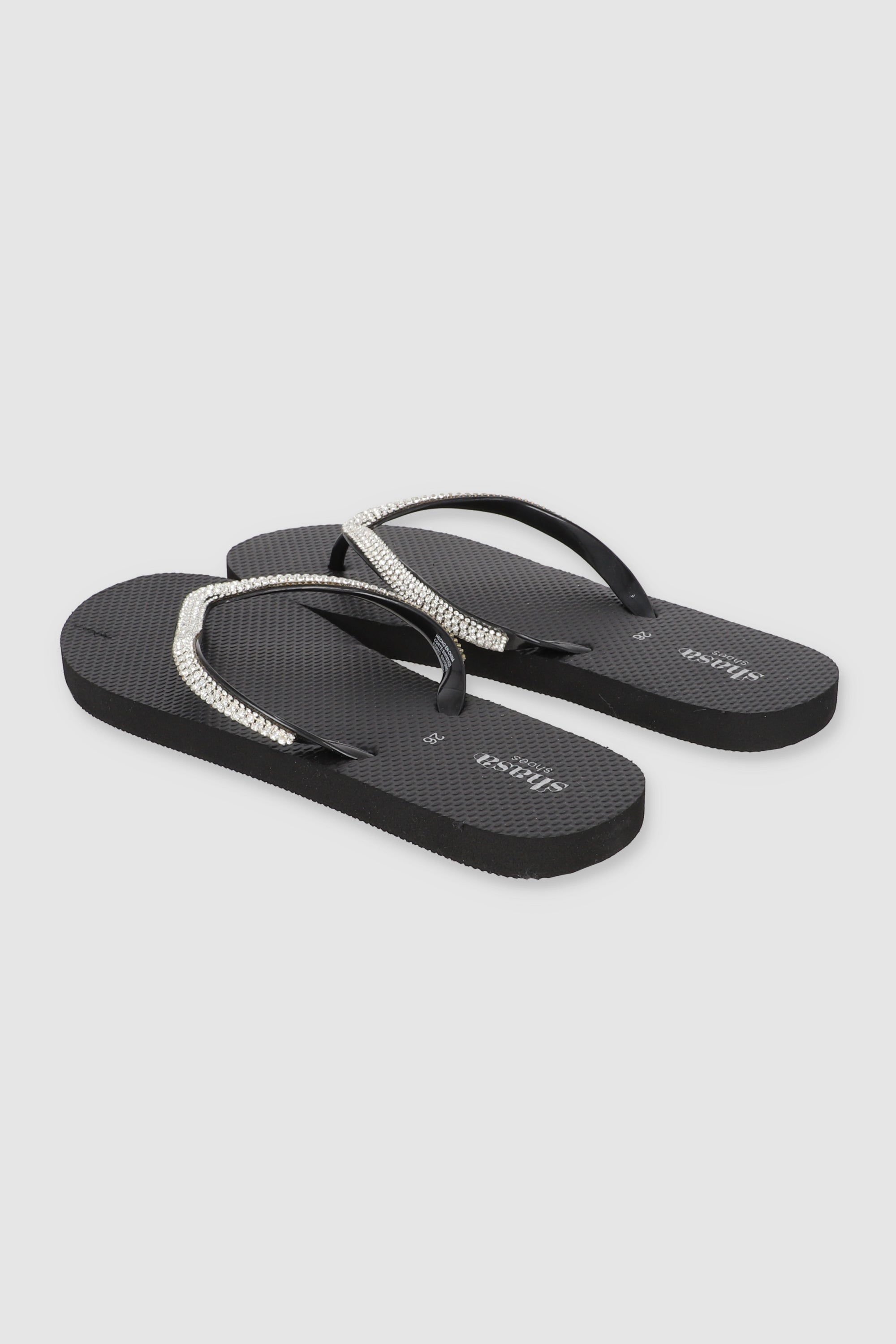 FLIP FLOP BRILLOS TEXTURA NEGRO