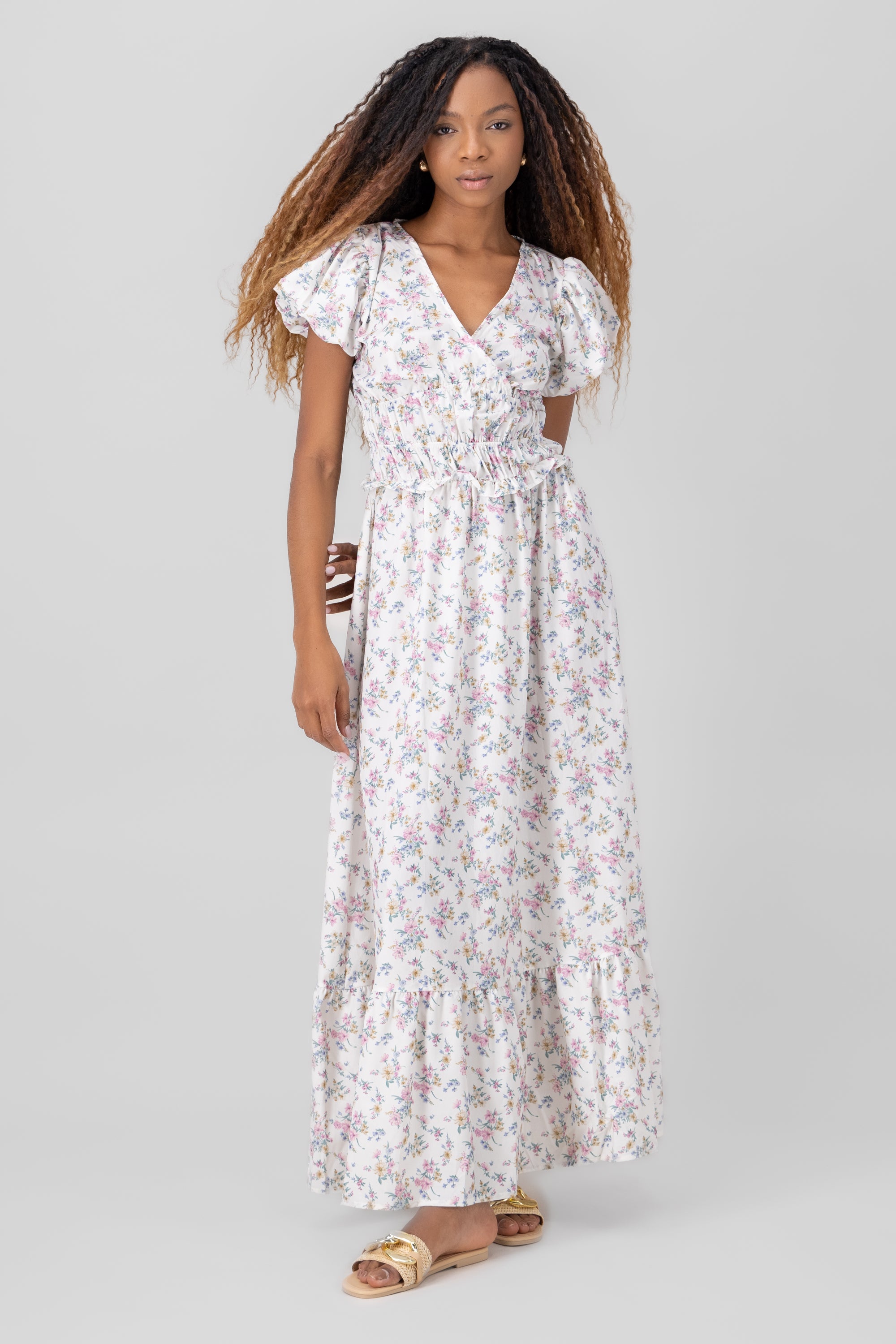 Vestidomaxi estampado BLANCO COMBO