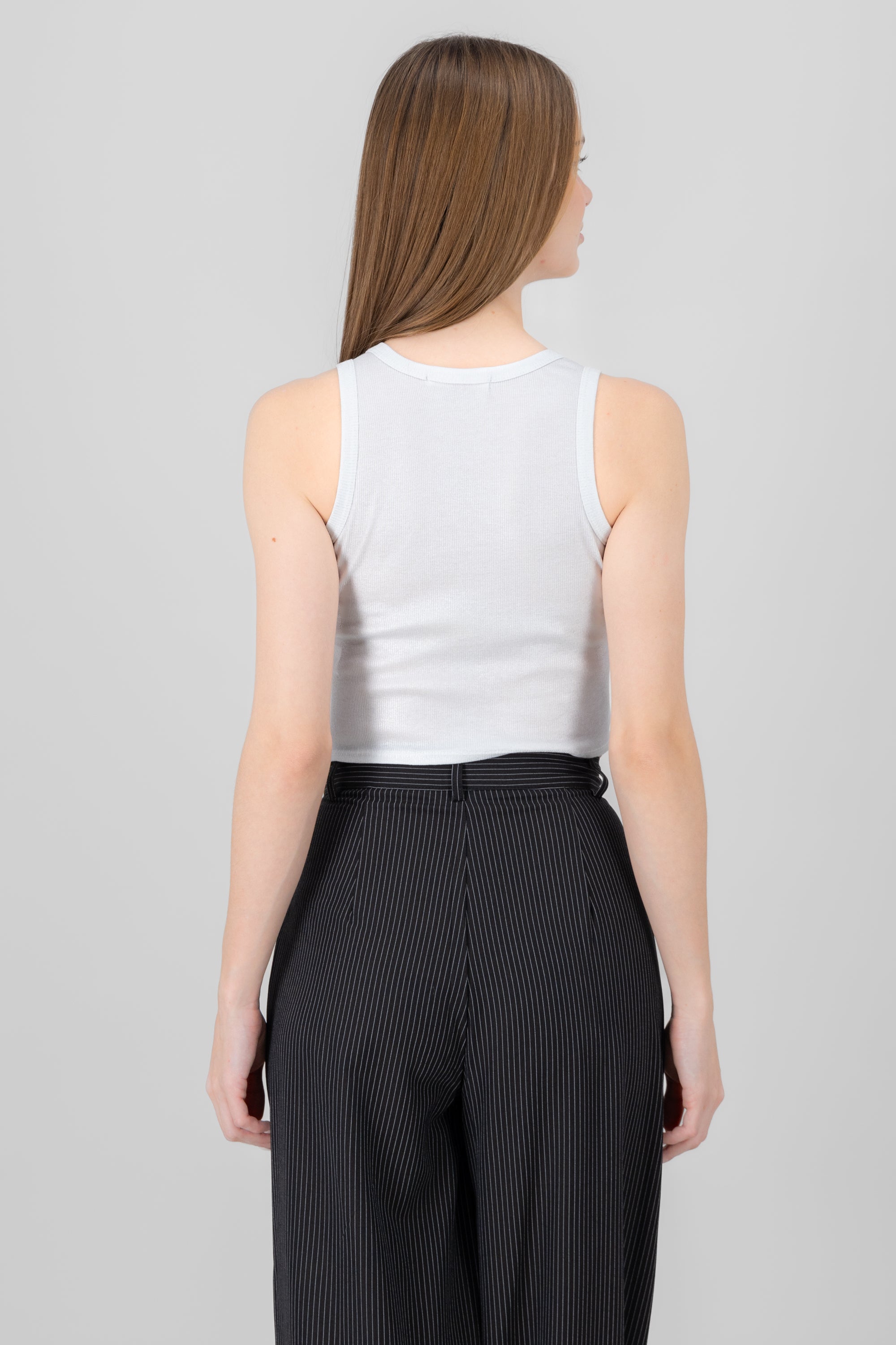RIB -sleeved top WHITE